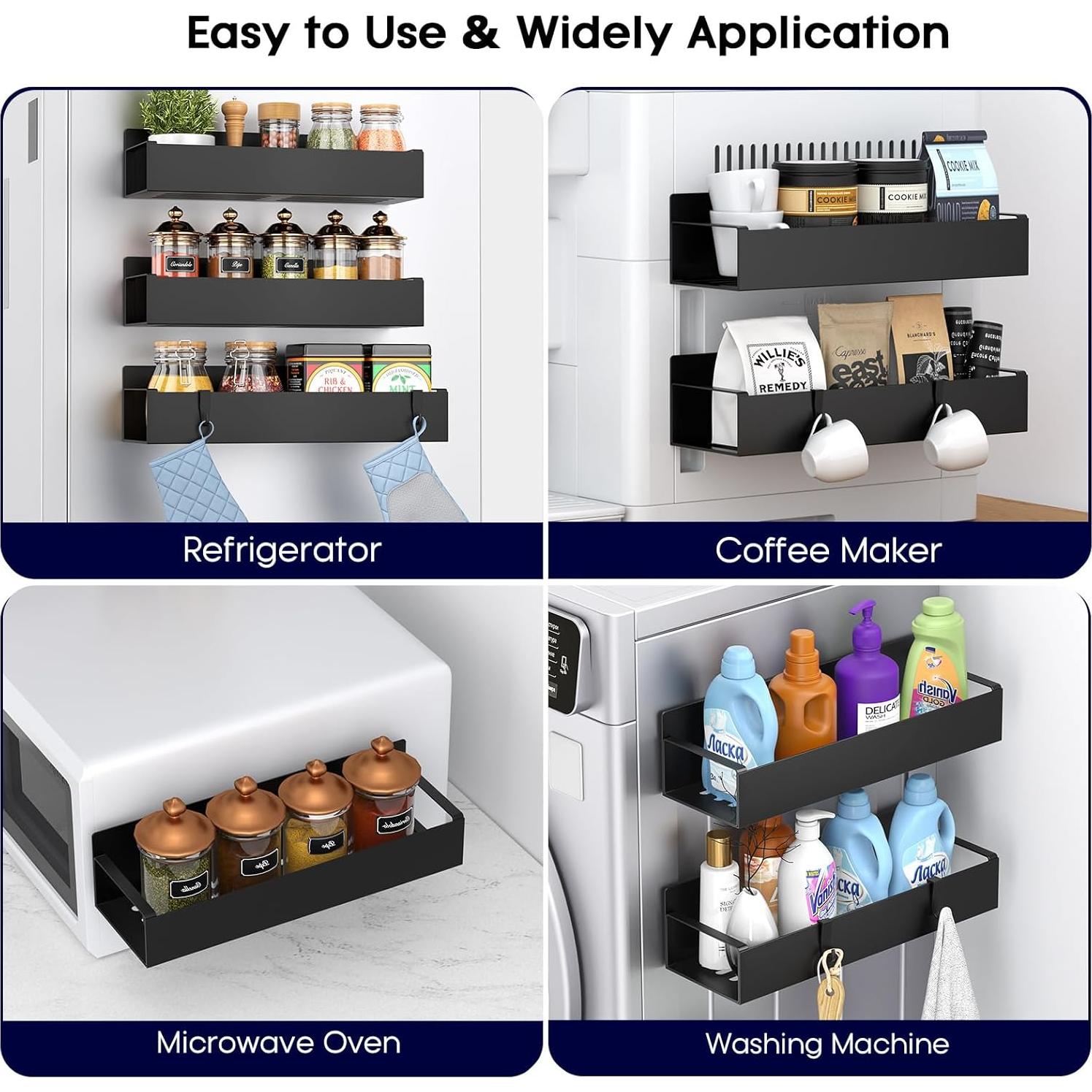 Estante Magnético para Especias Limyaxy - 3 Piezas, Metal Negro