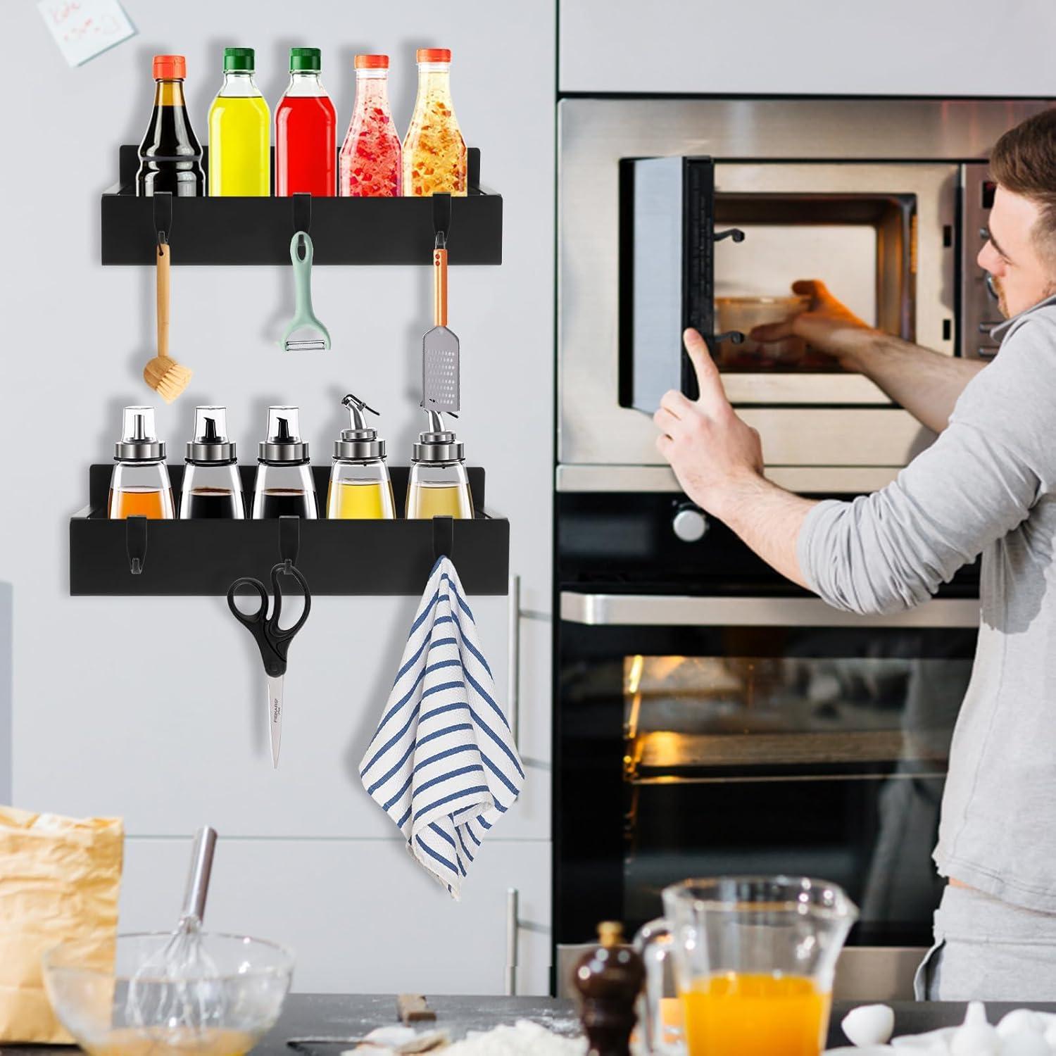 Estante Magnético para Especias Limyaxy - 3 Piezas, Metal Negro