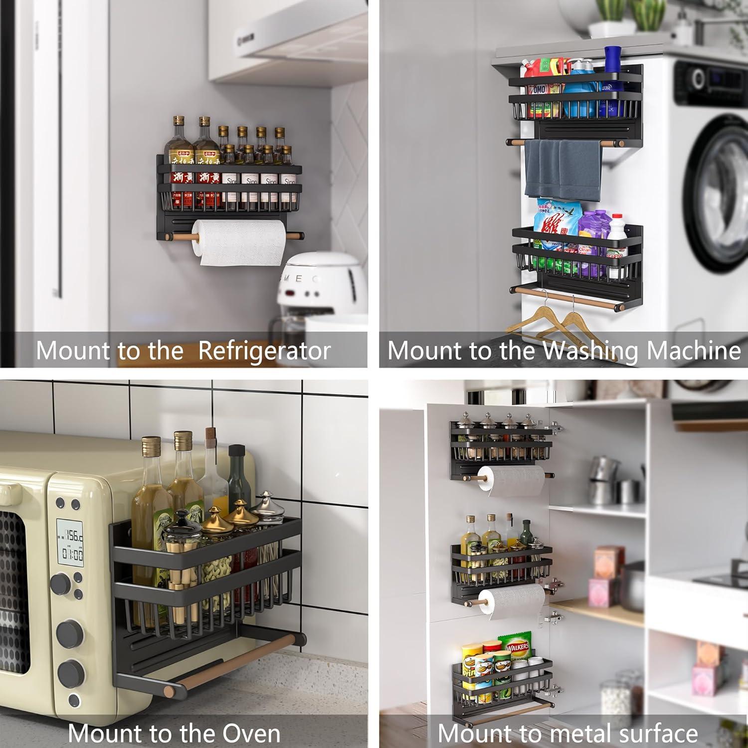 Estante Magnético para Especias Sleclean 34 cm Negro 2 en 1