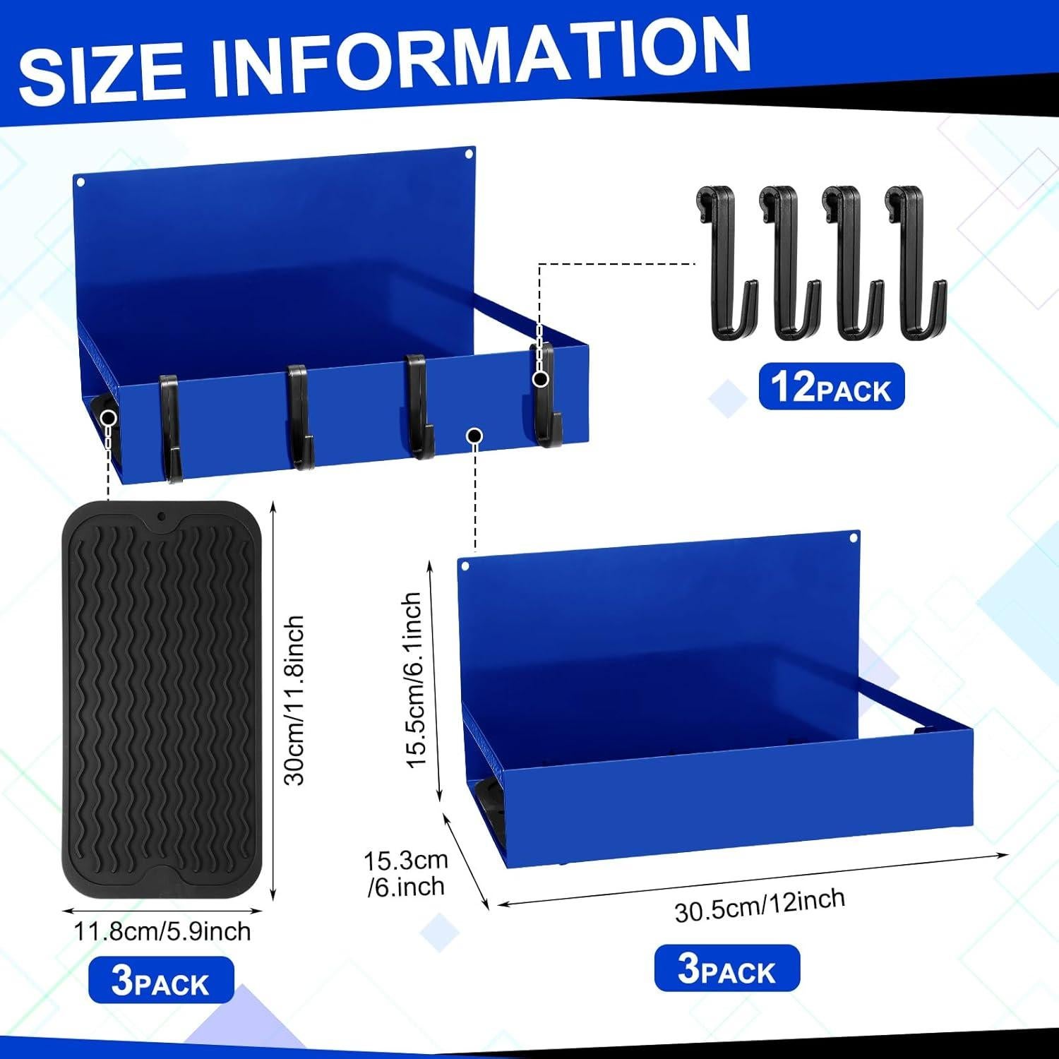 Paquete de 3 Organizadores Magnéticos Lineshading Azul 9 kg