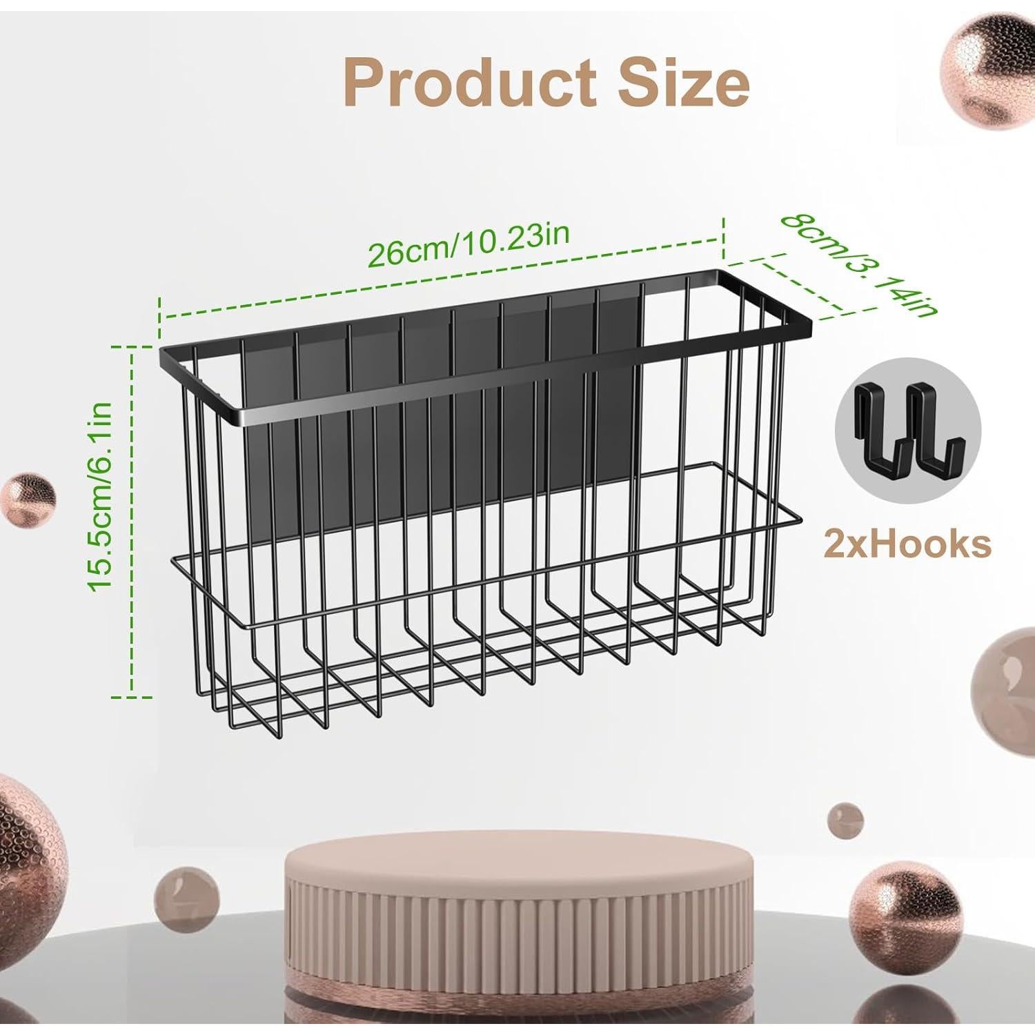 Cesta Magnética Organizador de Especias Jeyoon - Negro 26x8x15.5cm