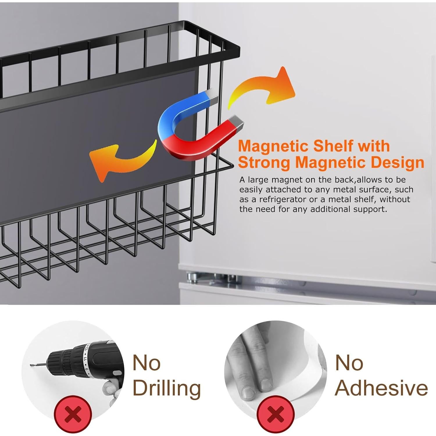 Cesta Magnética Organizador de Especias Jeyoon - Negro 26x8x15.5cm