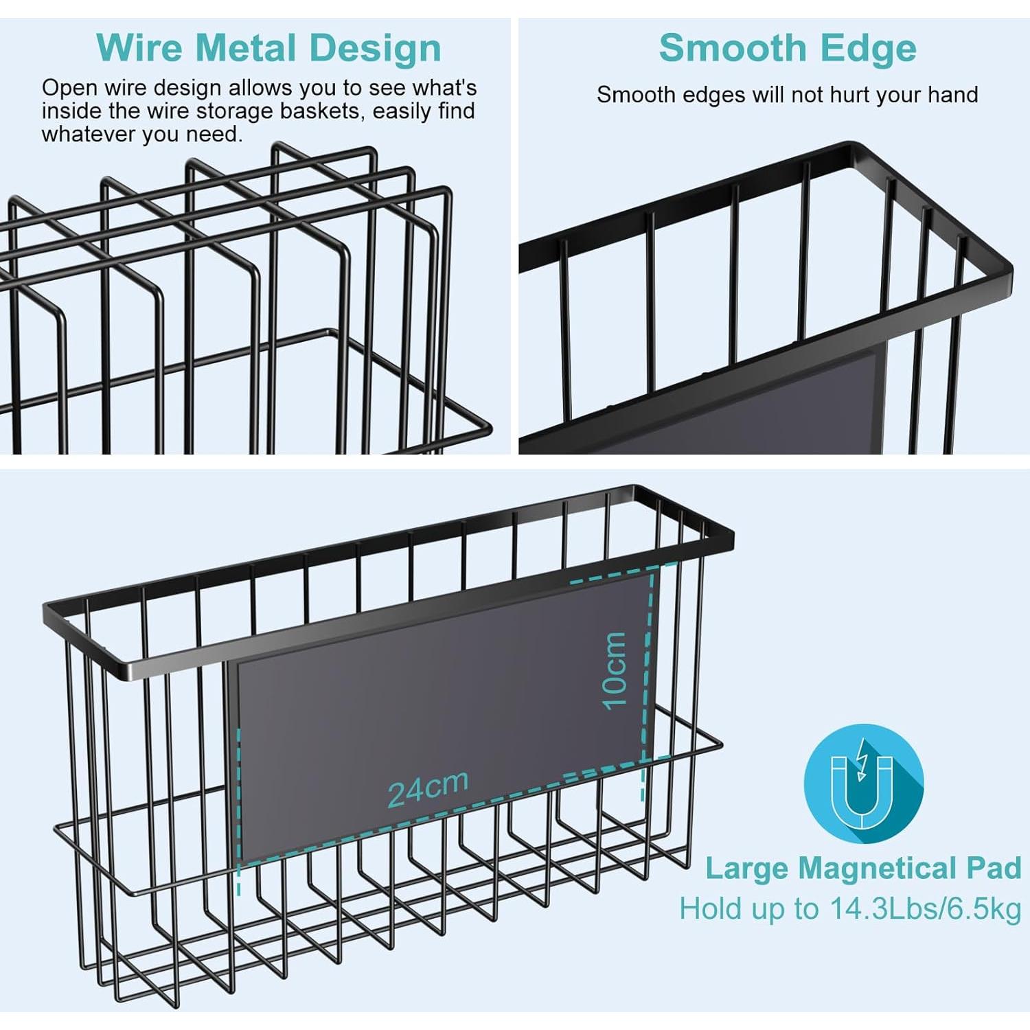 Cesta Magnética Organizador de Especias Jeyoon - Negro 26x8x15.5cm