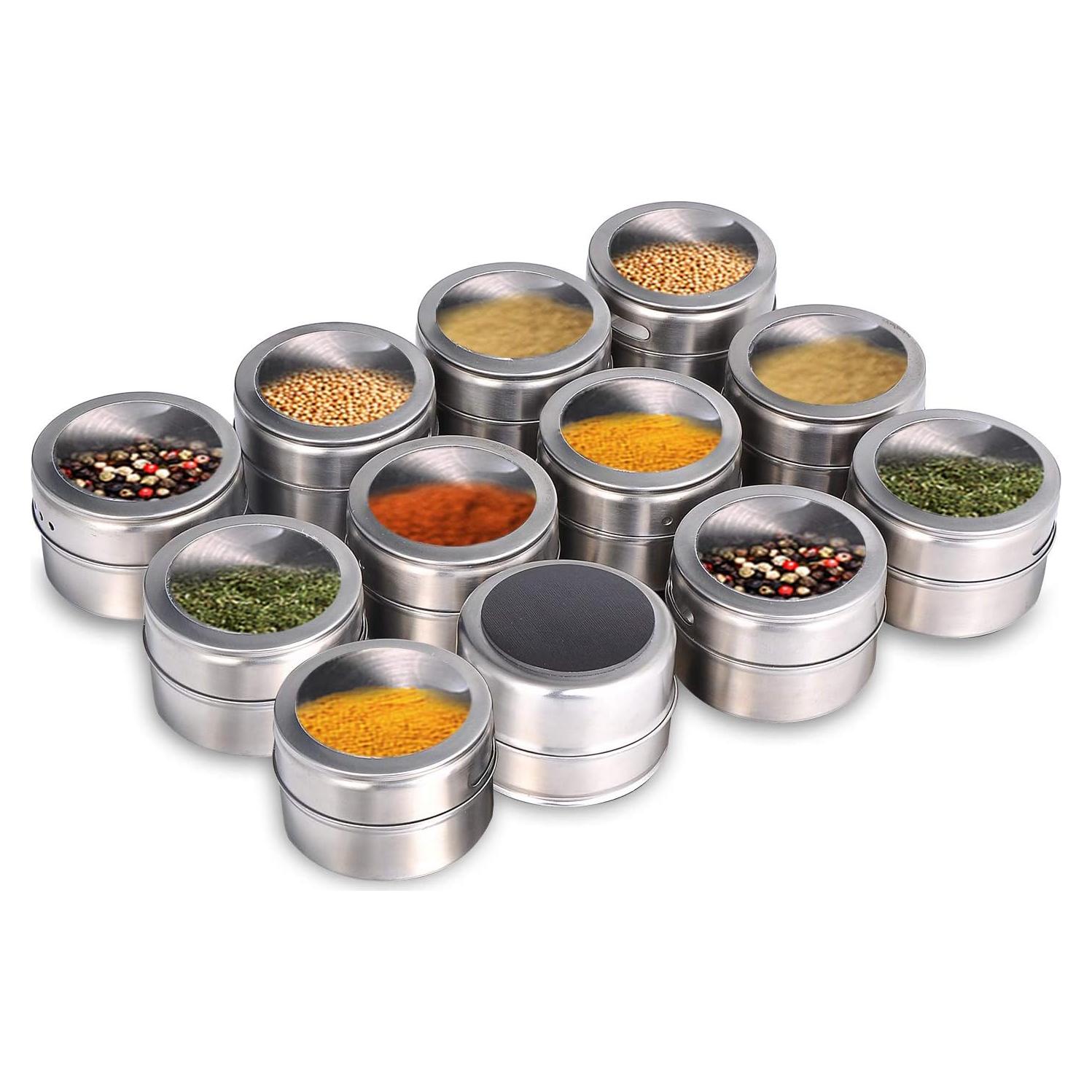 Tarros de Especias Magnéticos Beeyoka - 12 Piezas Acero Inoxidable