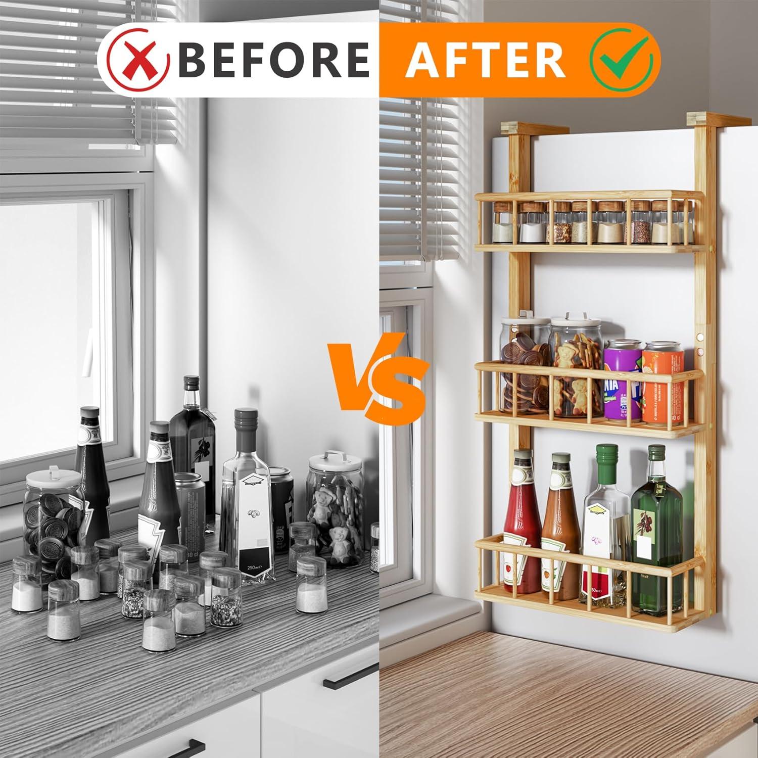 Estante Colgante de Especias Zri Bamboo 3 Niveles 69x33cm