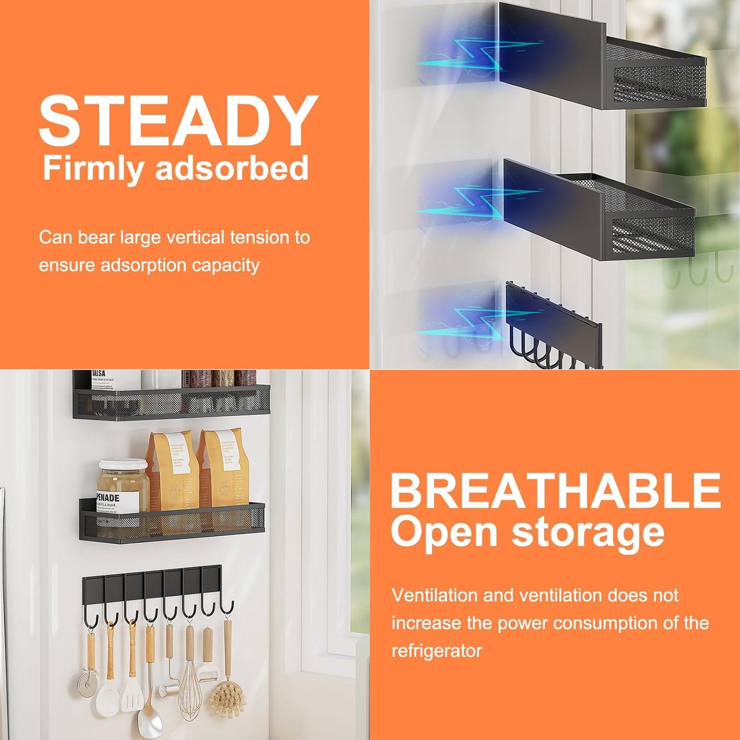 Estante de Especias Magnético Vbvbip 3 en 1 con Ganchos