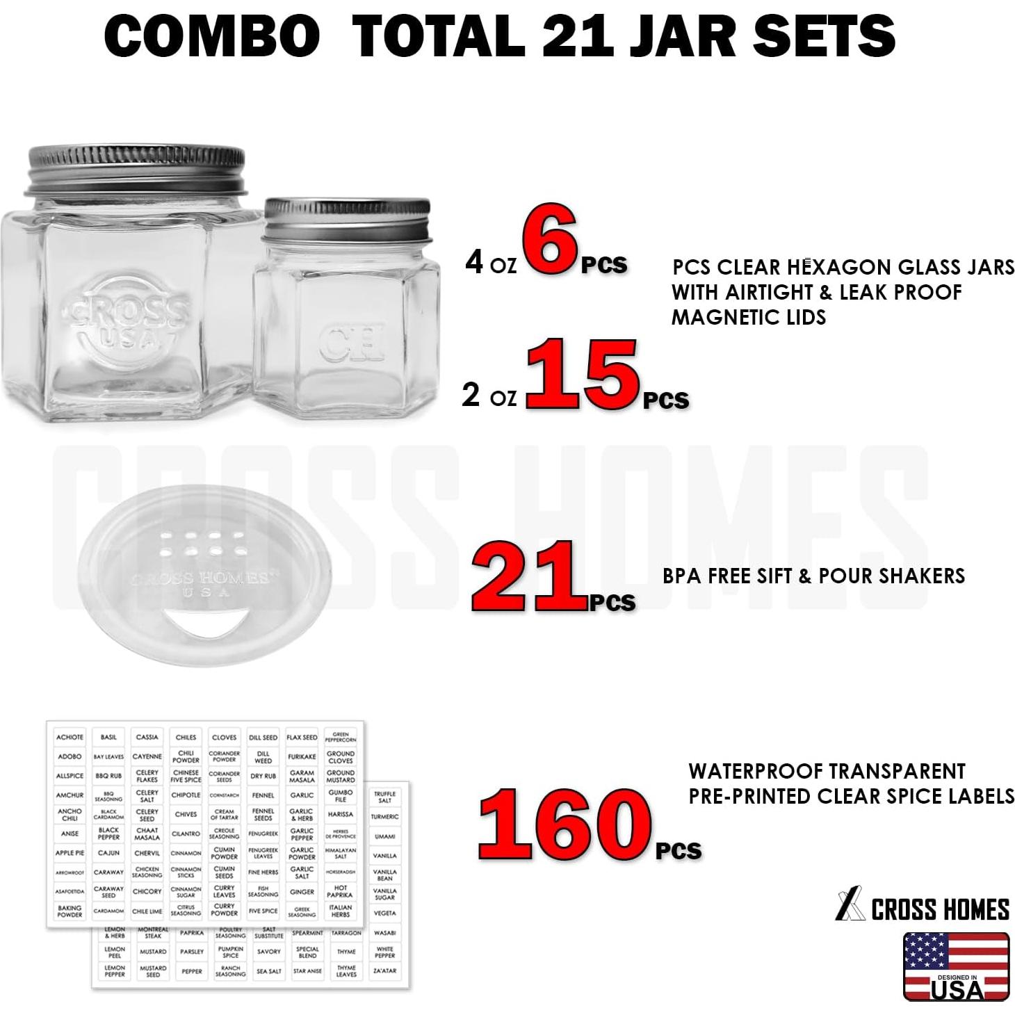 Paquete de 21 Tarros de Especias Magnéticos Cross Homes