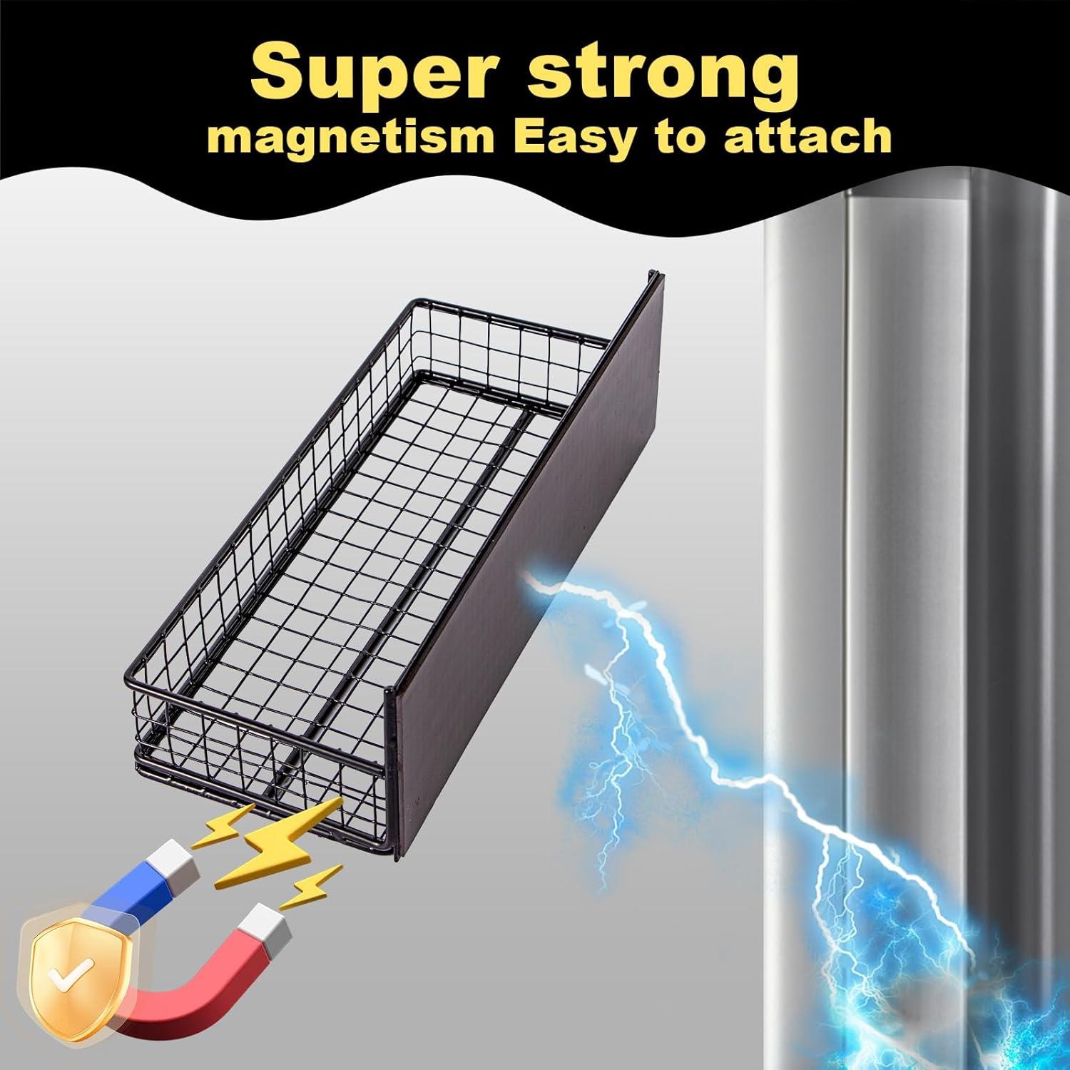 Cesta Magnética Ganydet 24x10 cm Organizador Nevera Negro