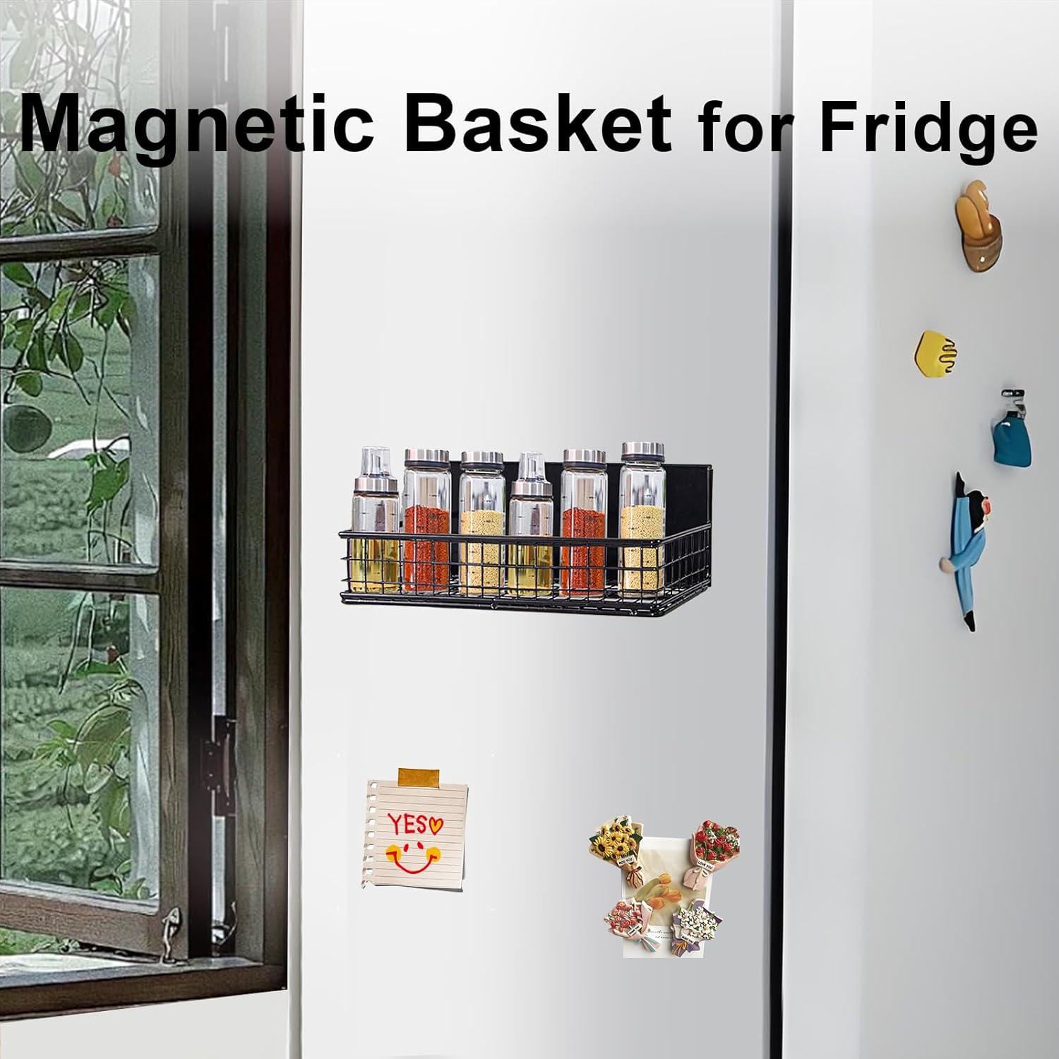 Cesta Magnética Ganydet 24x10 cm Organizador Nevera Negro