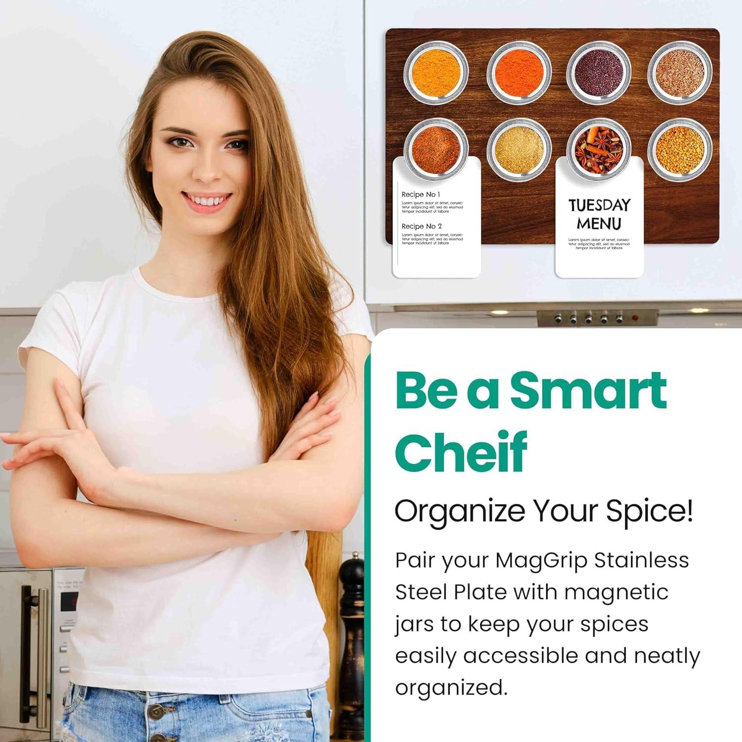 Placa Magnética de Acero Inoxidable MagGrip 44.5x29.2cm Adhesiva