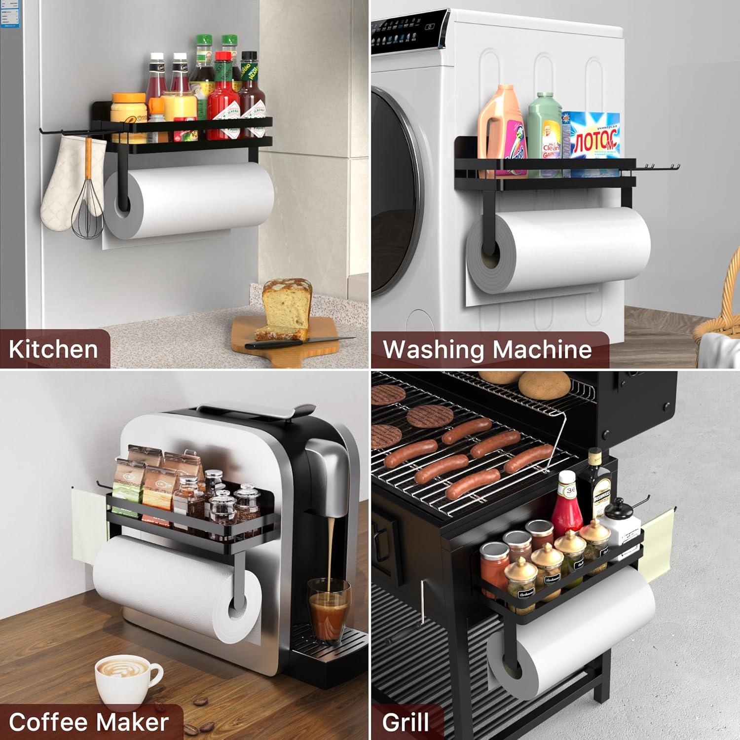 Soporte Magnético para Toallas de Papel ZUNTO Negro con Estantes