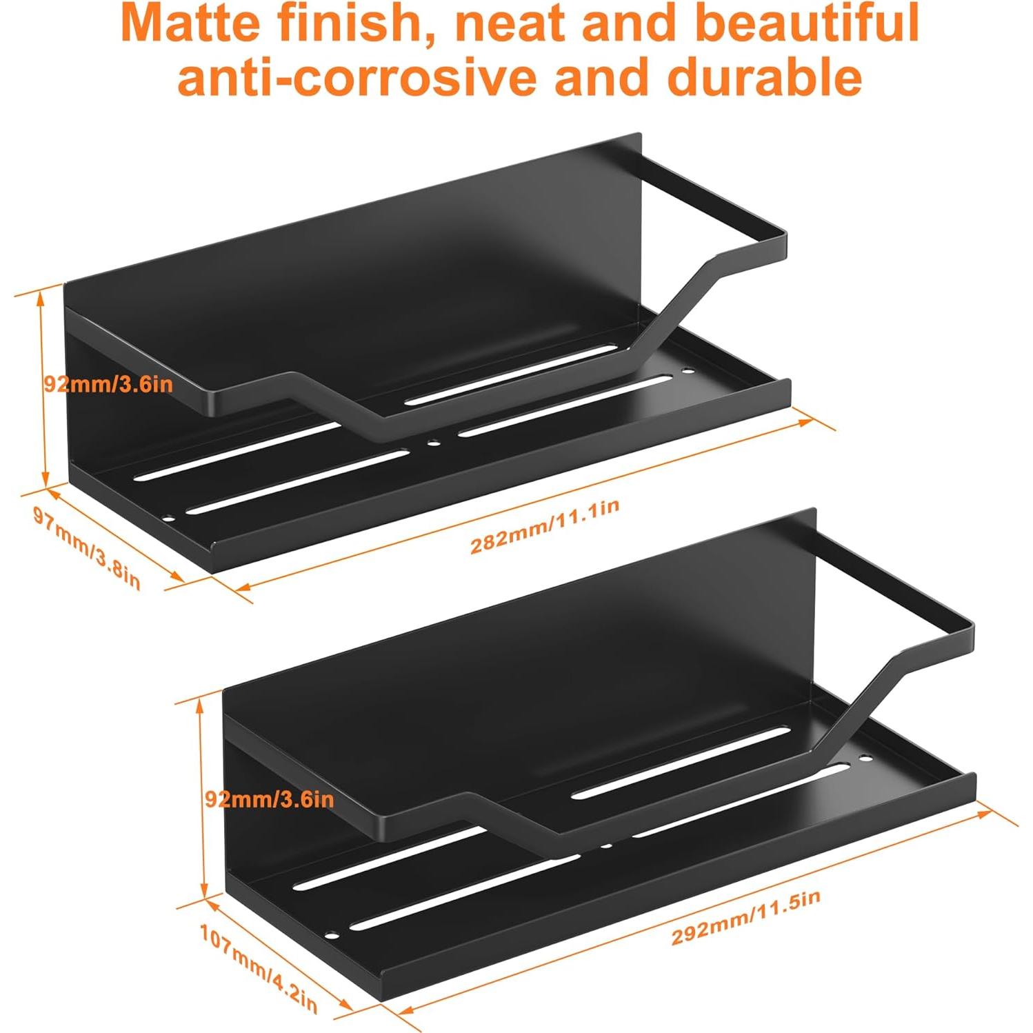 Estante Magnético VG1M para Especias y Utensilios - Negro, 2 Piezas