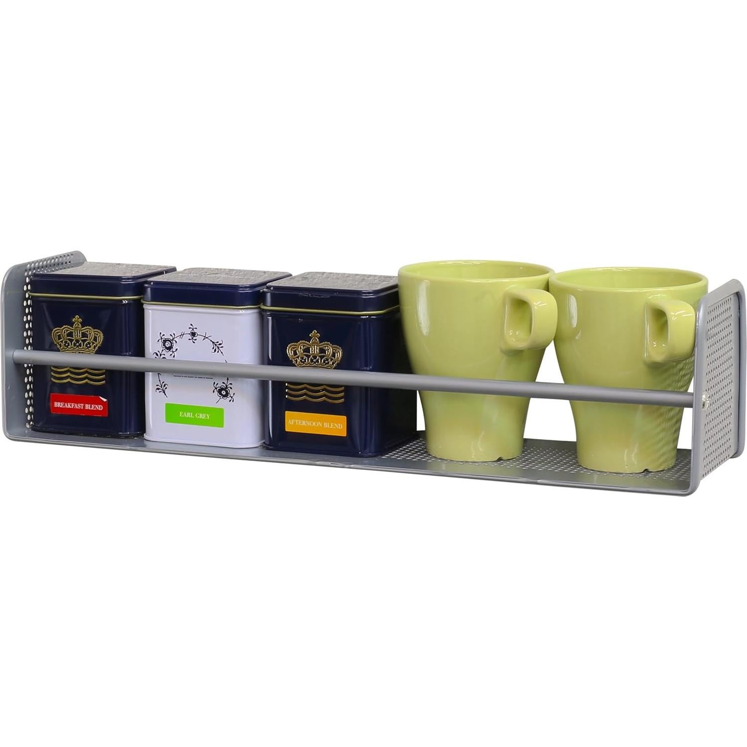 Estante de Especias Montado en la Pared Simple Houseware, Plateado, Juego de 2