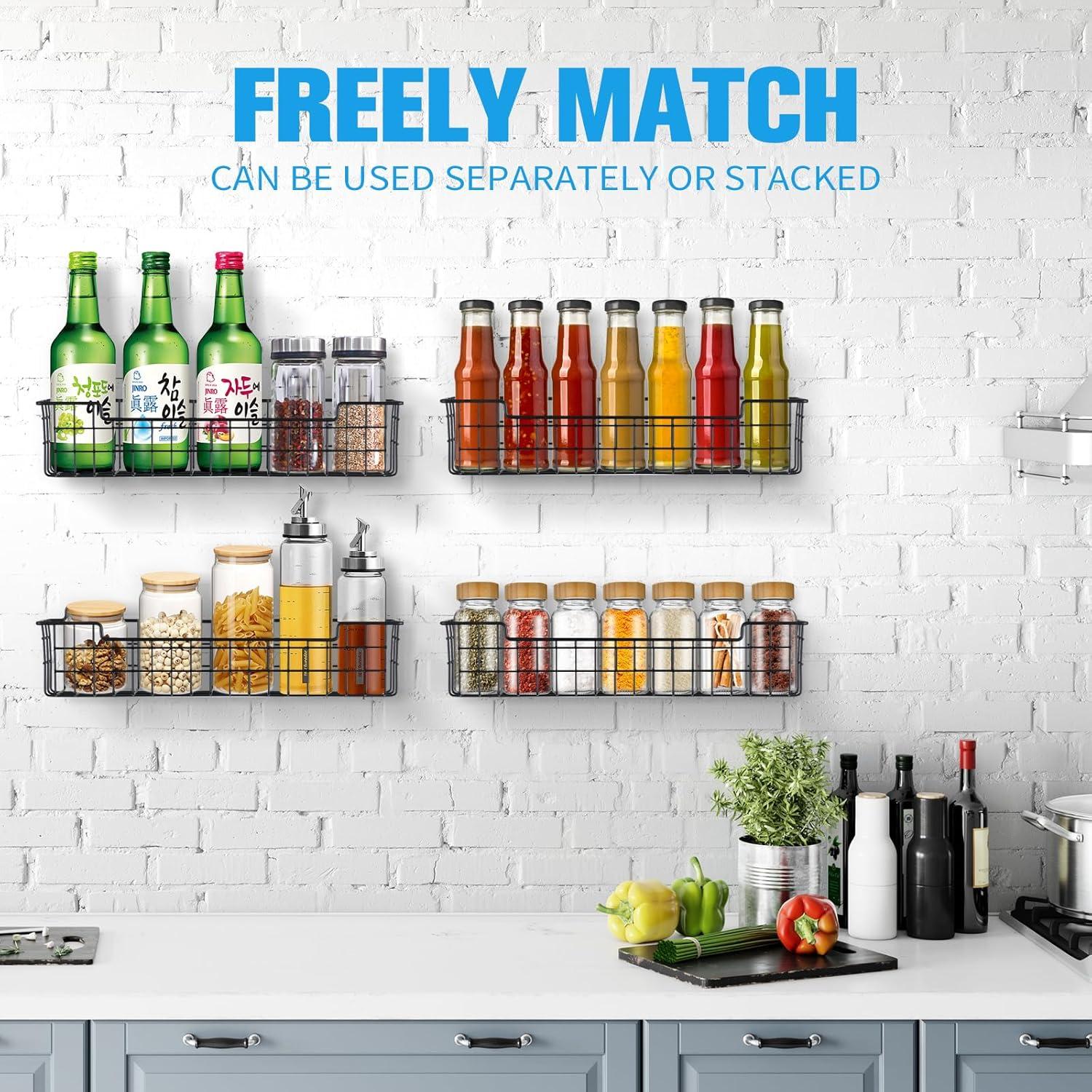 Estante de Especias Montado en la Pared GUUKAR 4 Paquetes Negro