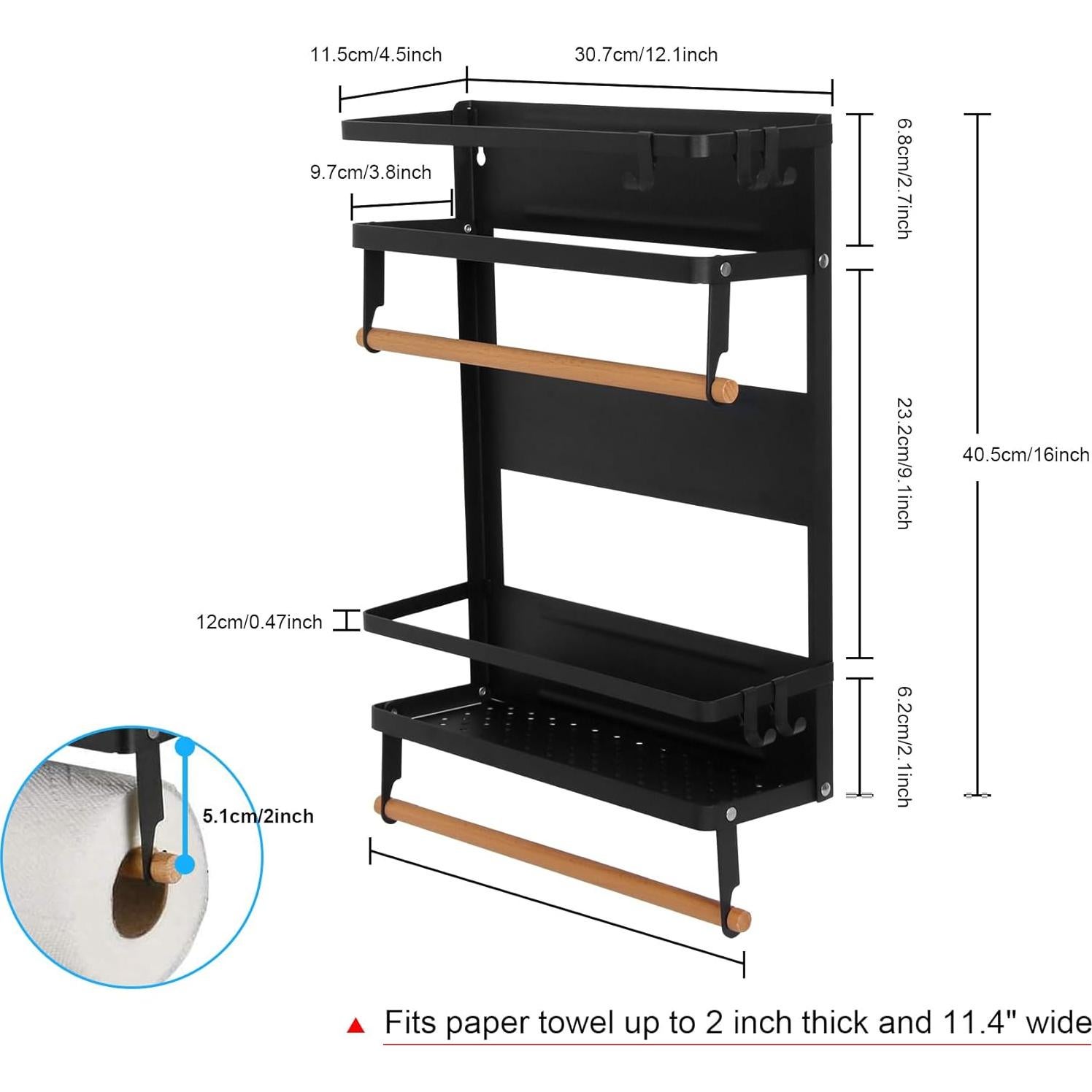Soporte Magnético para Toallas de Papel LEXICHER con Estante y 5 Ganchos