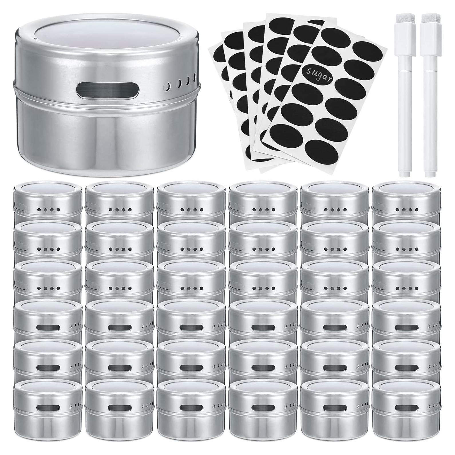 Juego de Tarros de Especias Magnéticos CHENGU 36 Pcs Acero Inoxidable