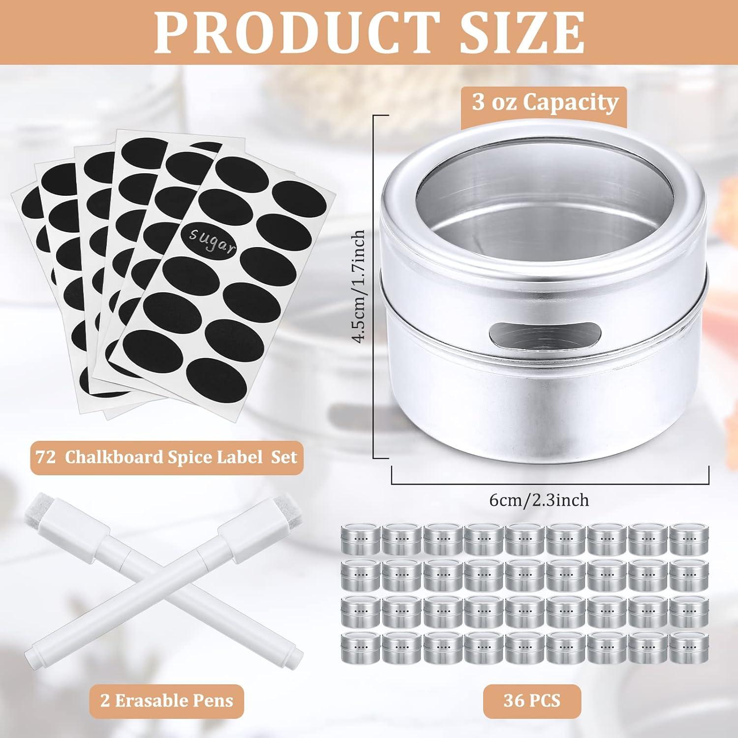 Juego de Tarros de Especias Magnéticos CHENGU 36 Pcs Acero Inoxidable