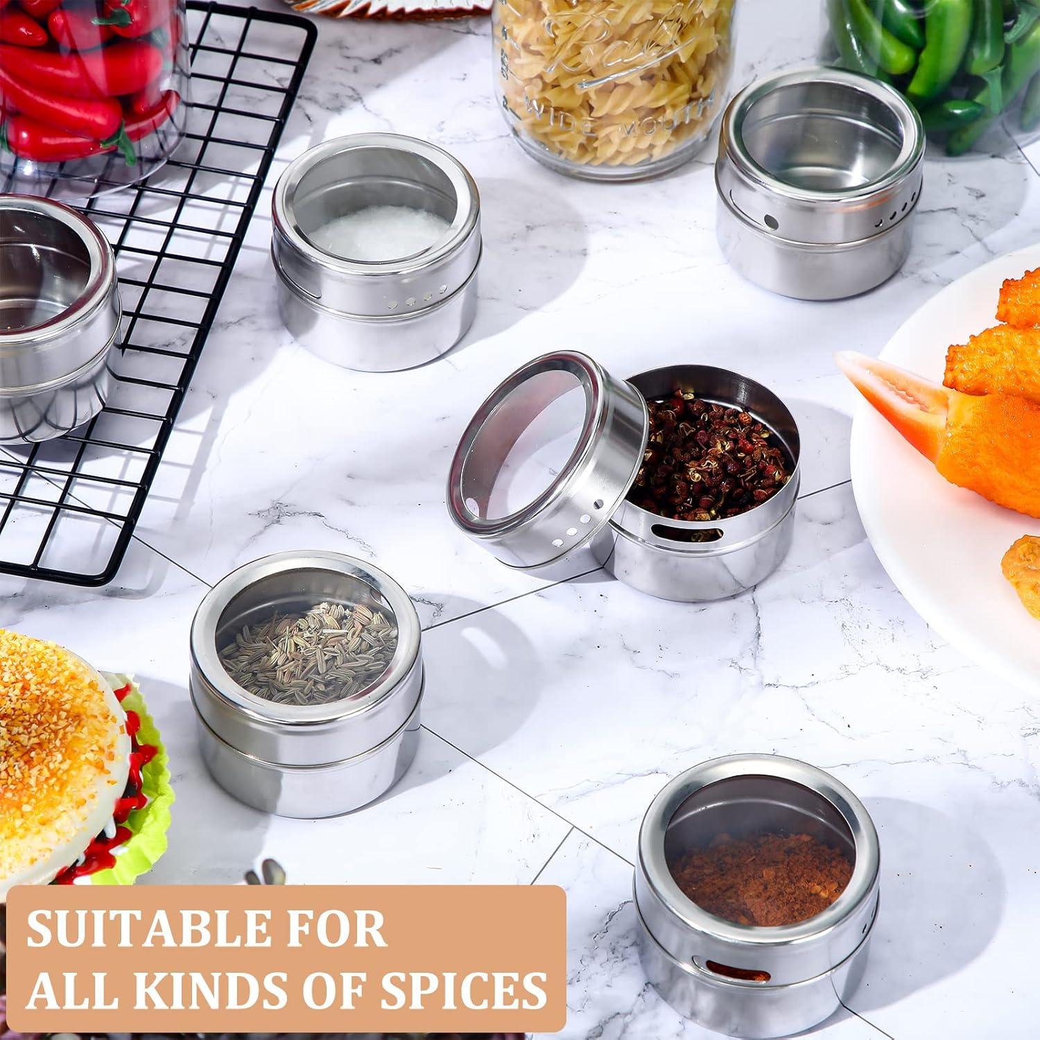 Juego de Tarros de Especias Magnéticos CHENGU 36 Pcs Acero Inoxidable
