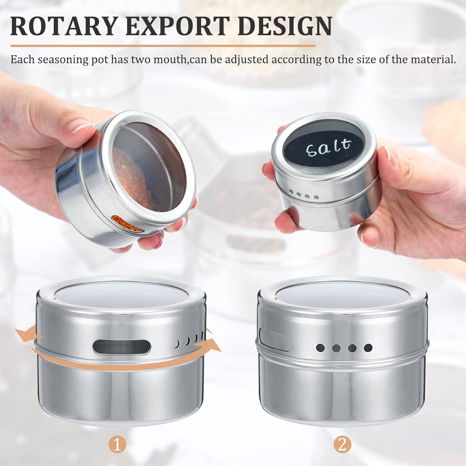 Juego de Tarros de Especias Magnéticos CHENGU 36 Pcs Acero Inoxidable