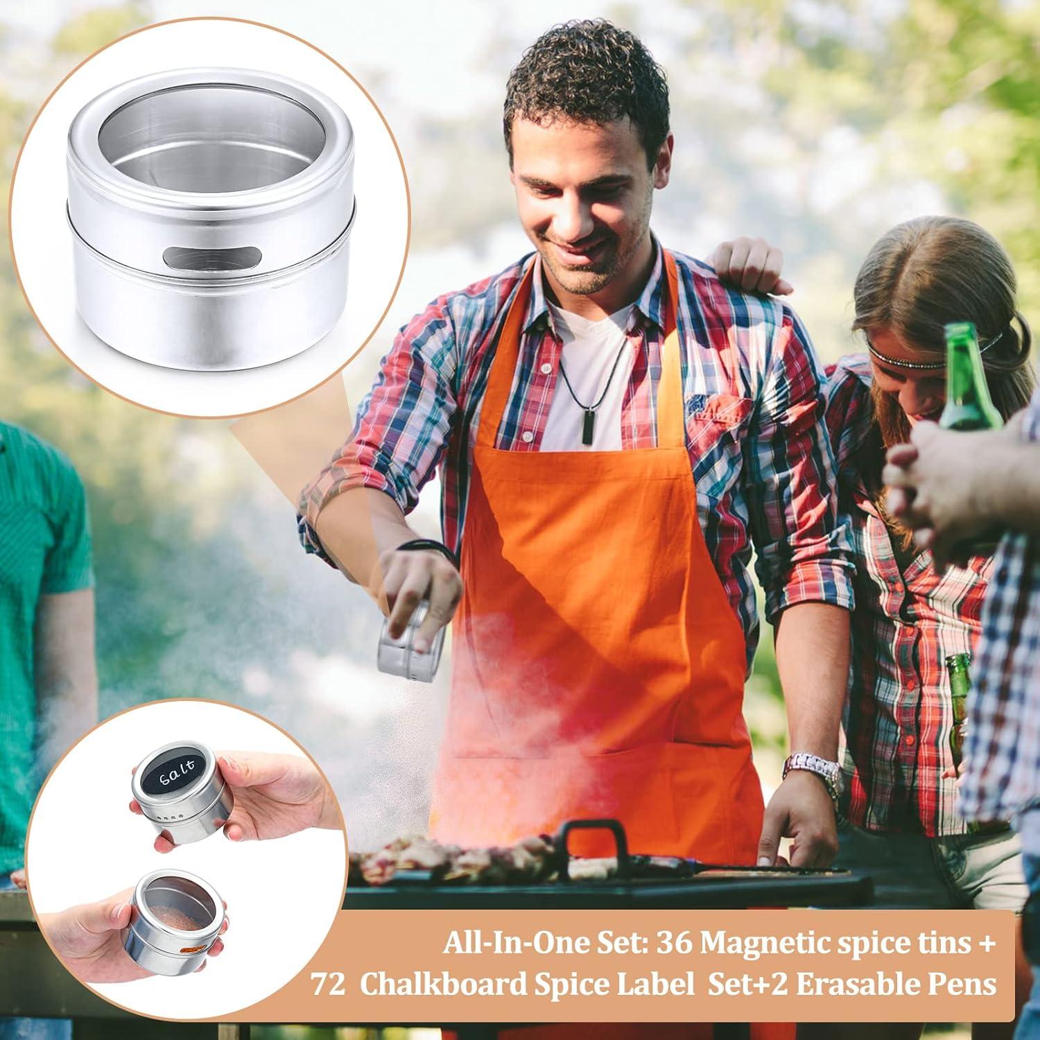 Juego de Tarros de Especias Magnéticos CHENGU 36 Pcs Acero Inoxidable