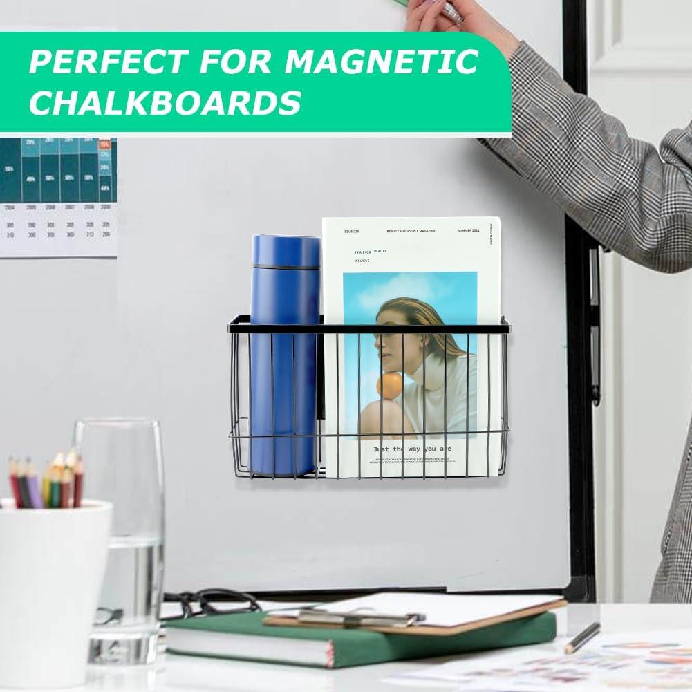 Organizador Magnético para Refrigerador LOQJSS - Acero Negro 25.5x7.5x15cm