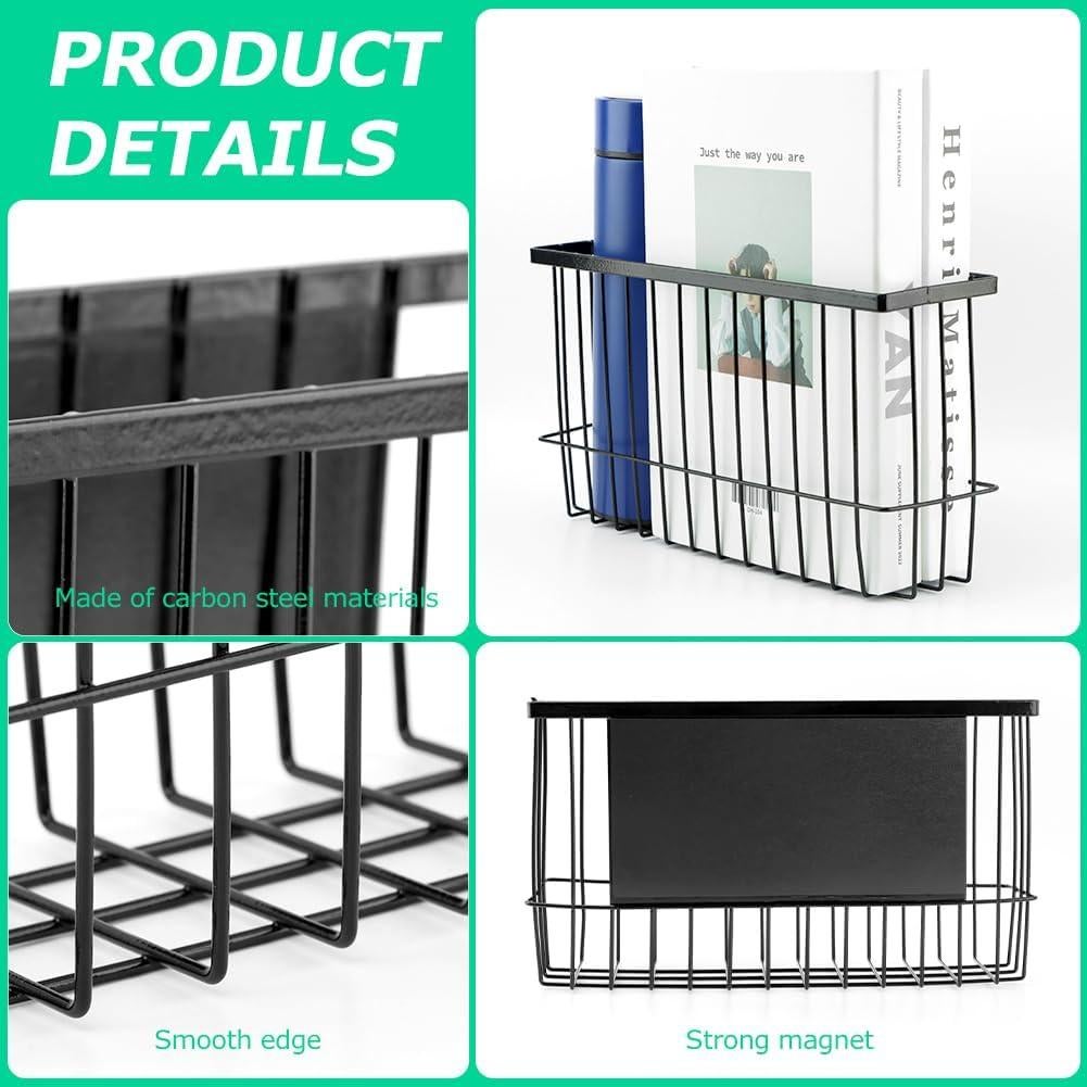 Organizador Magnético para Refrigerador LOQJSS - Acero Negro 25.5x7.5x15cm