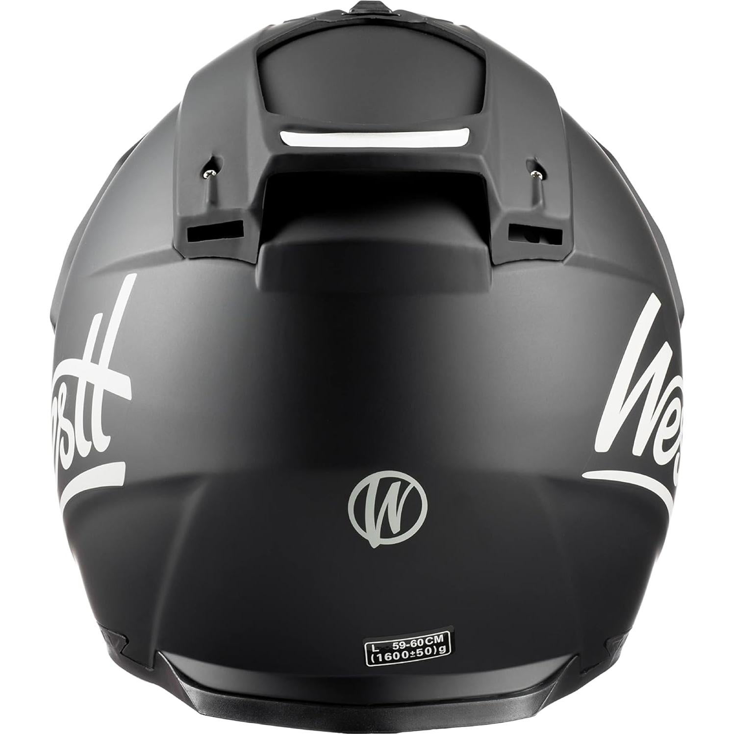 Casco de Motocicleta Westt Cross X Doble Visera Negro Mate