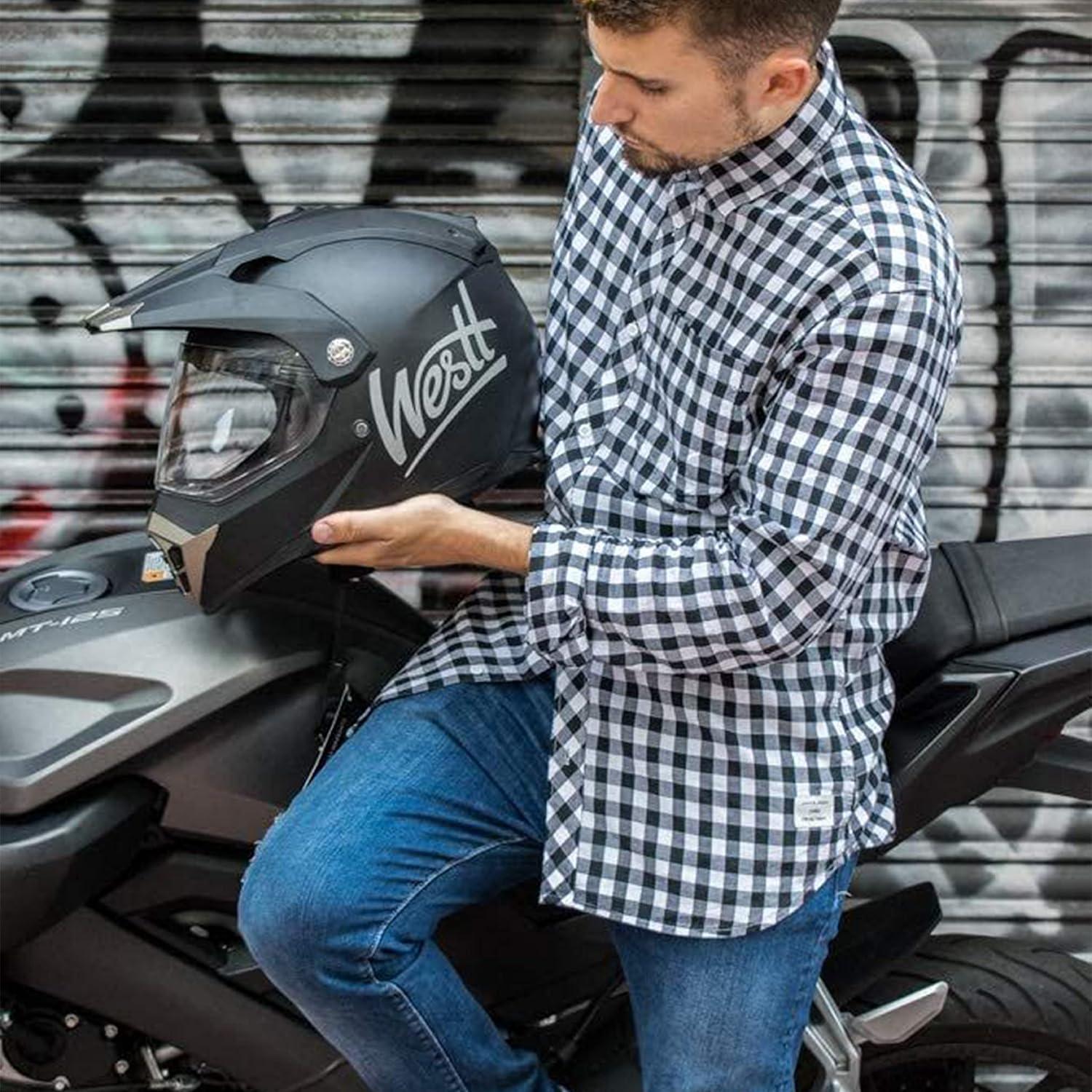 Casco de Motocicleta Westt Cross X Doble Visera Negro Mate