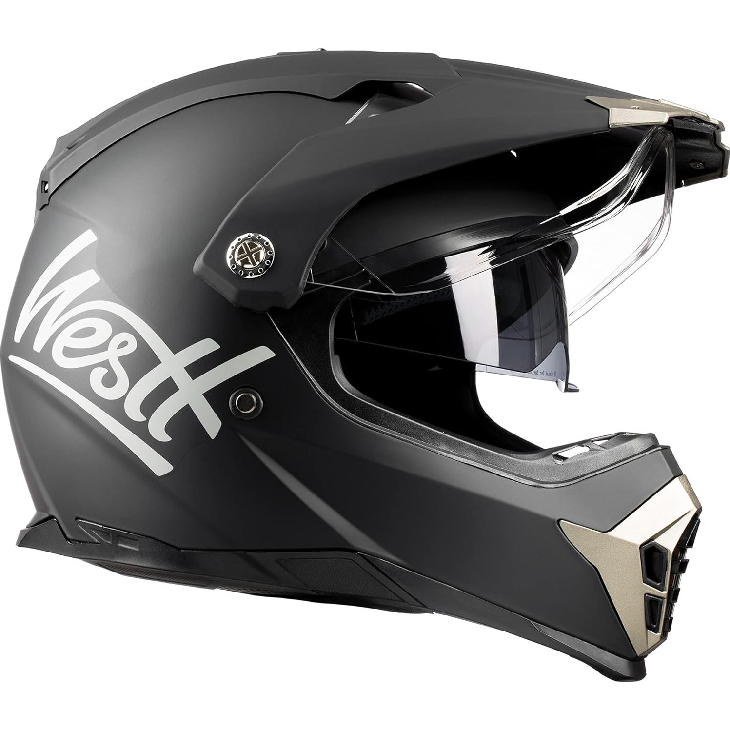 Casco de Motocicleta Westt Cross X Doble Visera Negro Mate