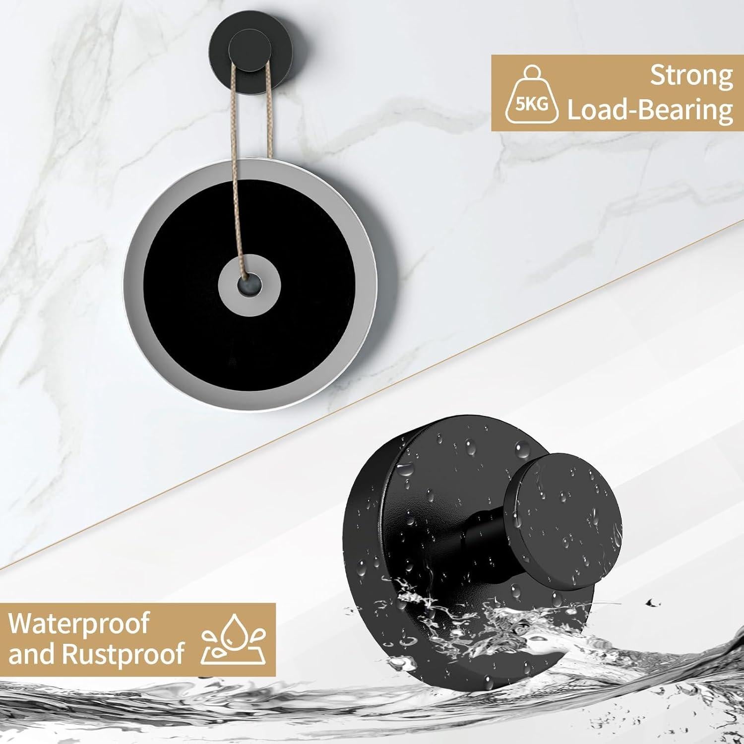 Ganchos de Ventosa STWWO 2 Pzs Negro para Baño y Cocina