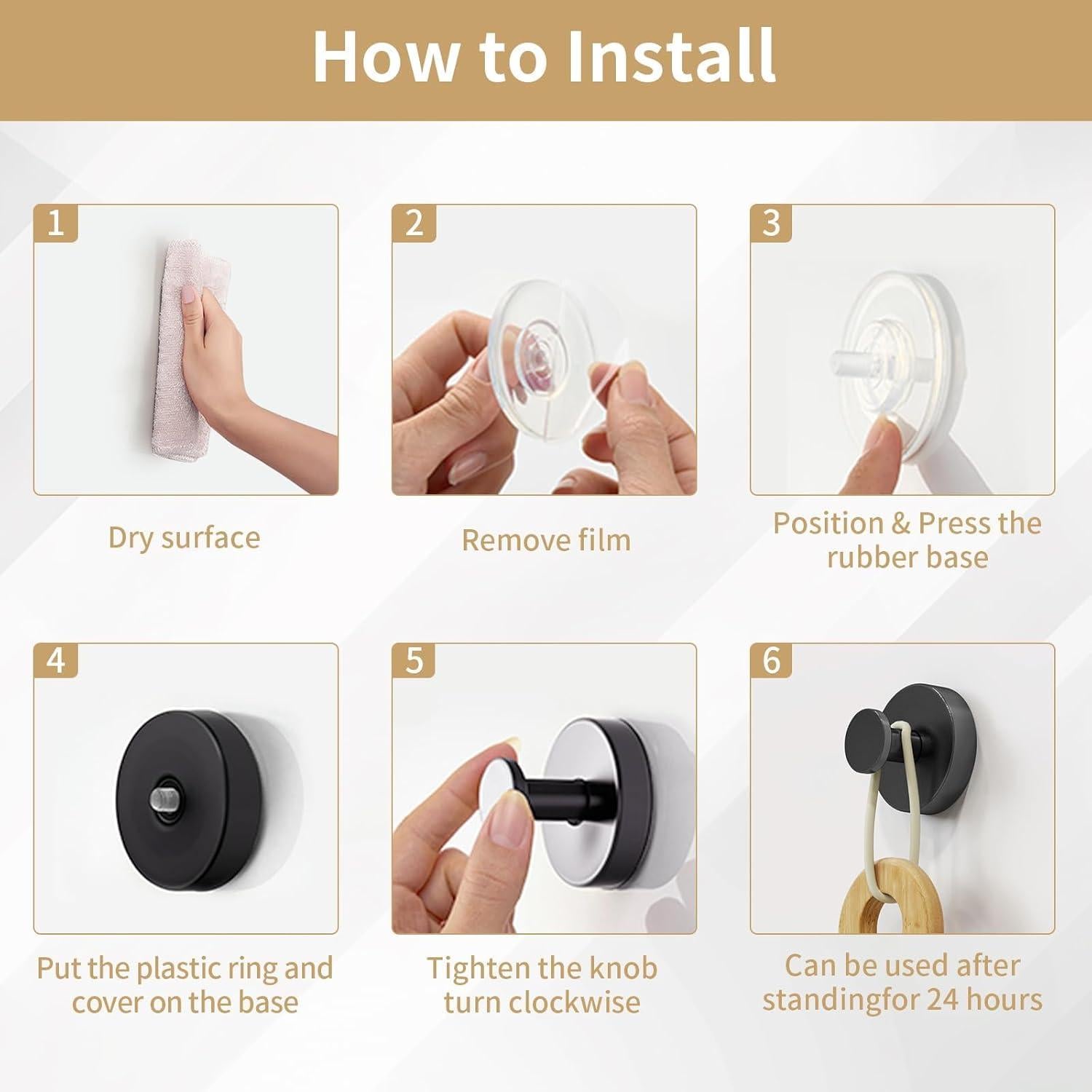 Ganchos de Ventosa STWWO 2 Pzs Negro para Baño y Cocina