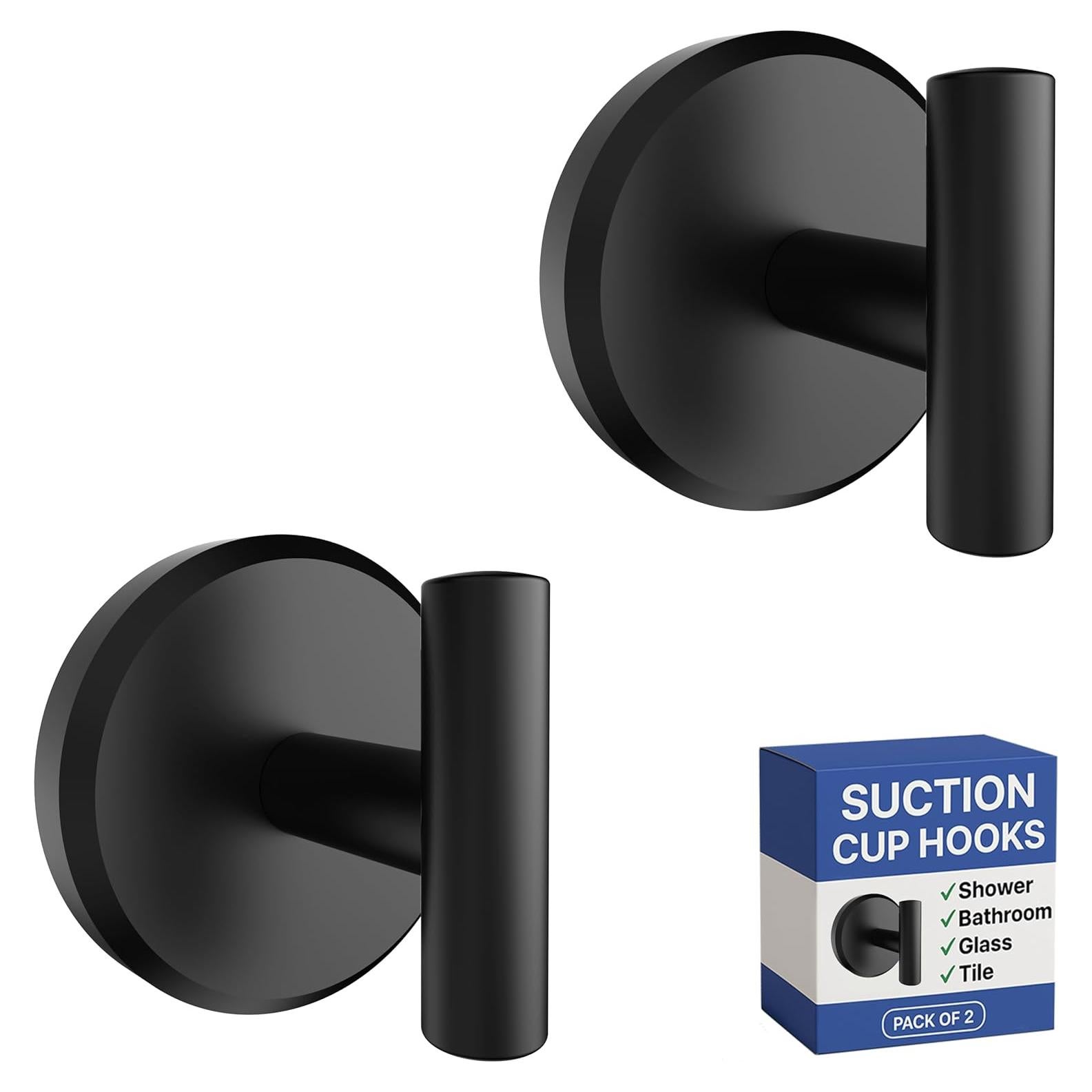 Ganchos de Ventosa HOME SO Forma T Negro Mate (Paquete de 2)