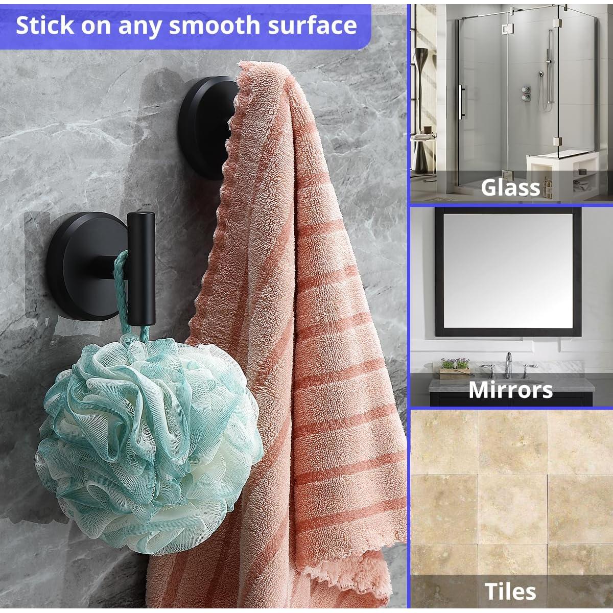 Ganchos de Ventosa HOME SO Forma T Negro Mate (Paquete de 2)