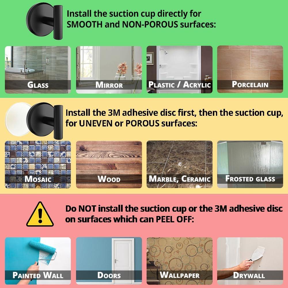 Ganchos de Ventosa HOME SO Forma T Negro Mate (Paquete de 2)