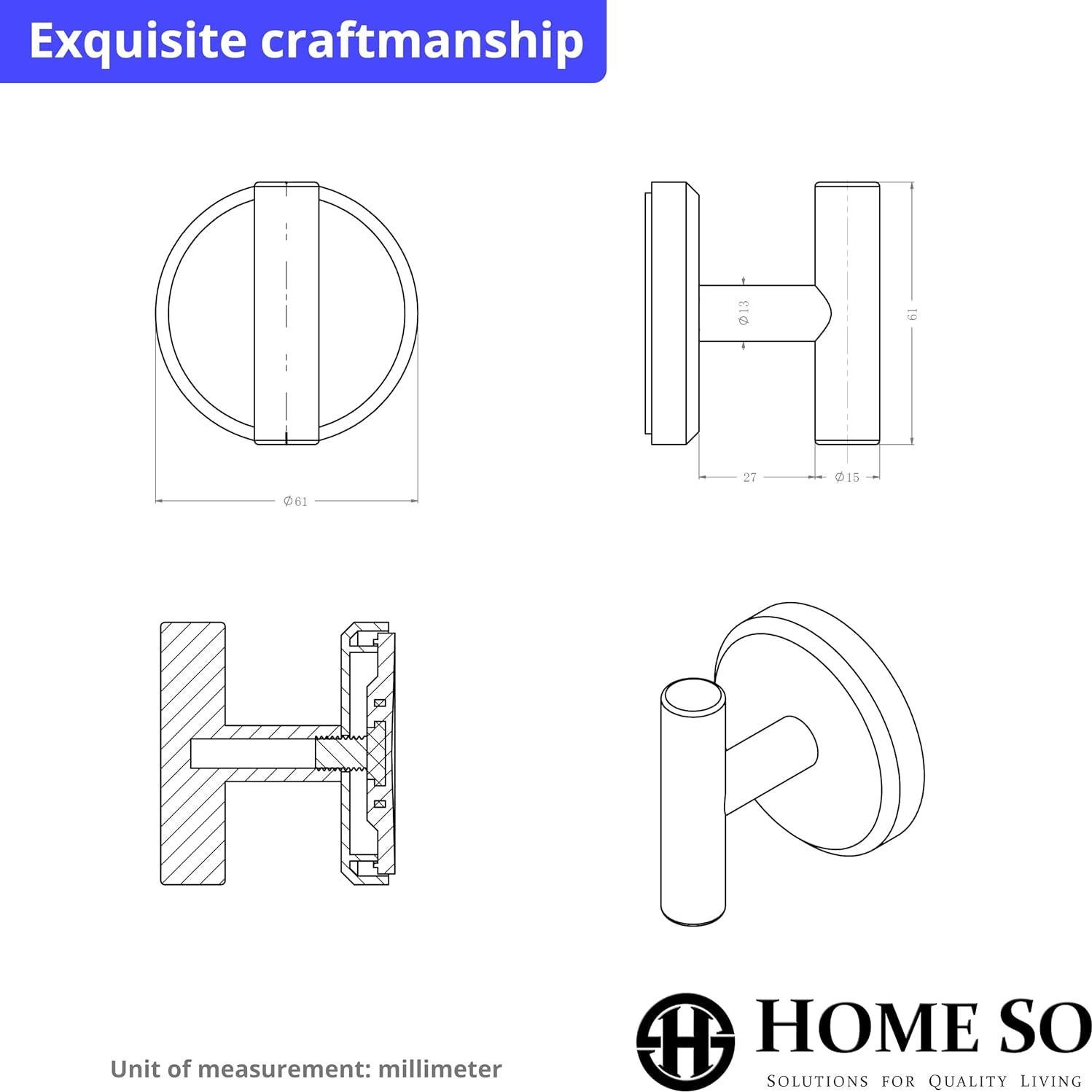 Ganchos de Ventosa HOME SO Forma T Negro Mate (Paquete de 2)