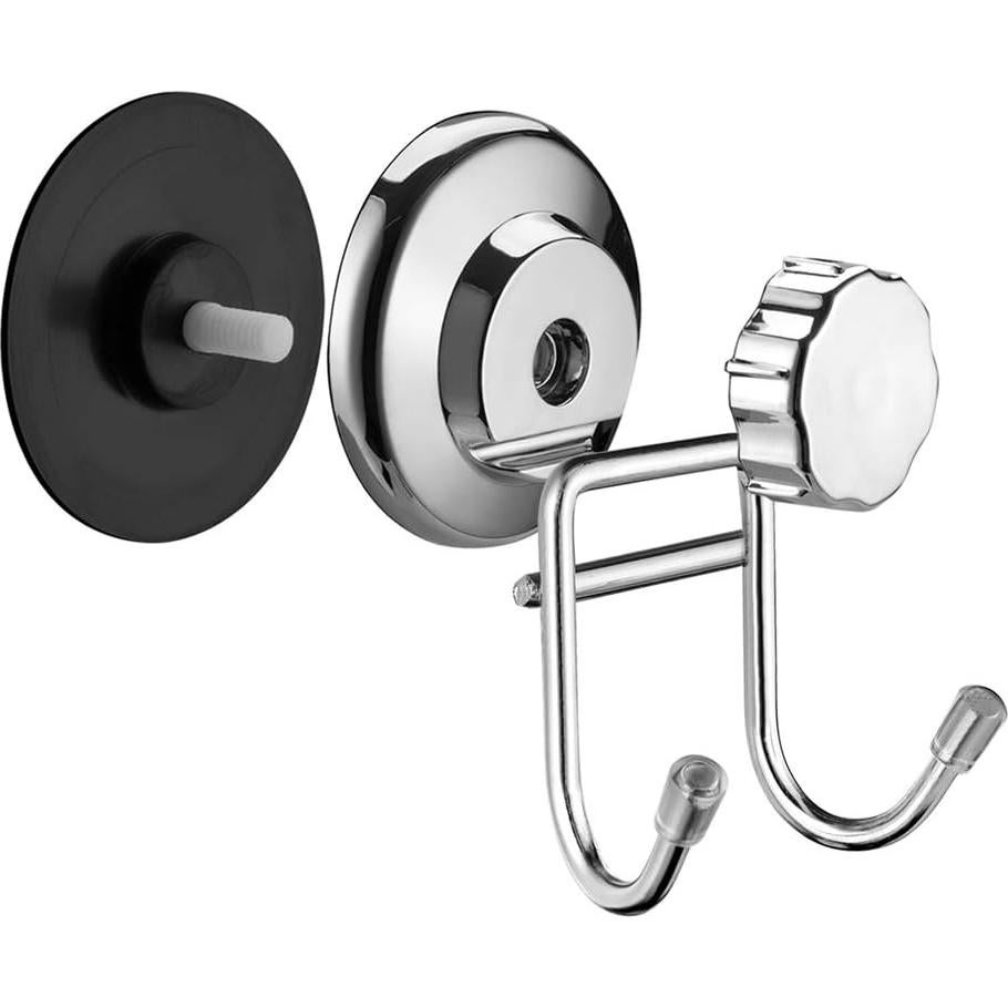SANNO Double Suction Hooks Suction Cups Vacuum Hook for Flat Smooth Wall Surface Towel Robe Bathroom Kitchen Shower Bath Coat, Stainless Steel (2 Pack)