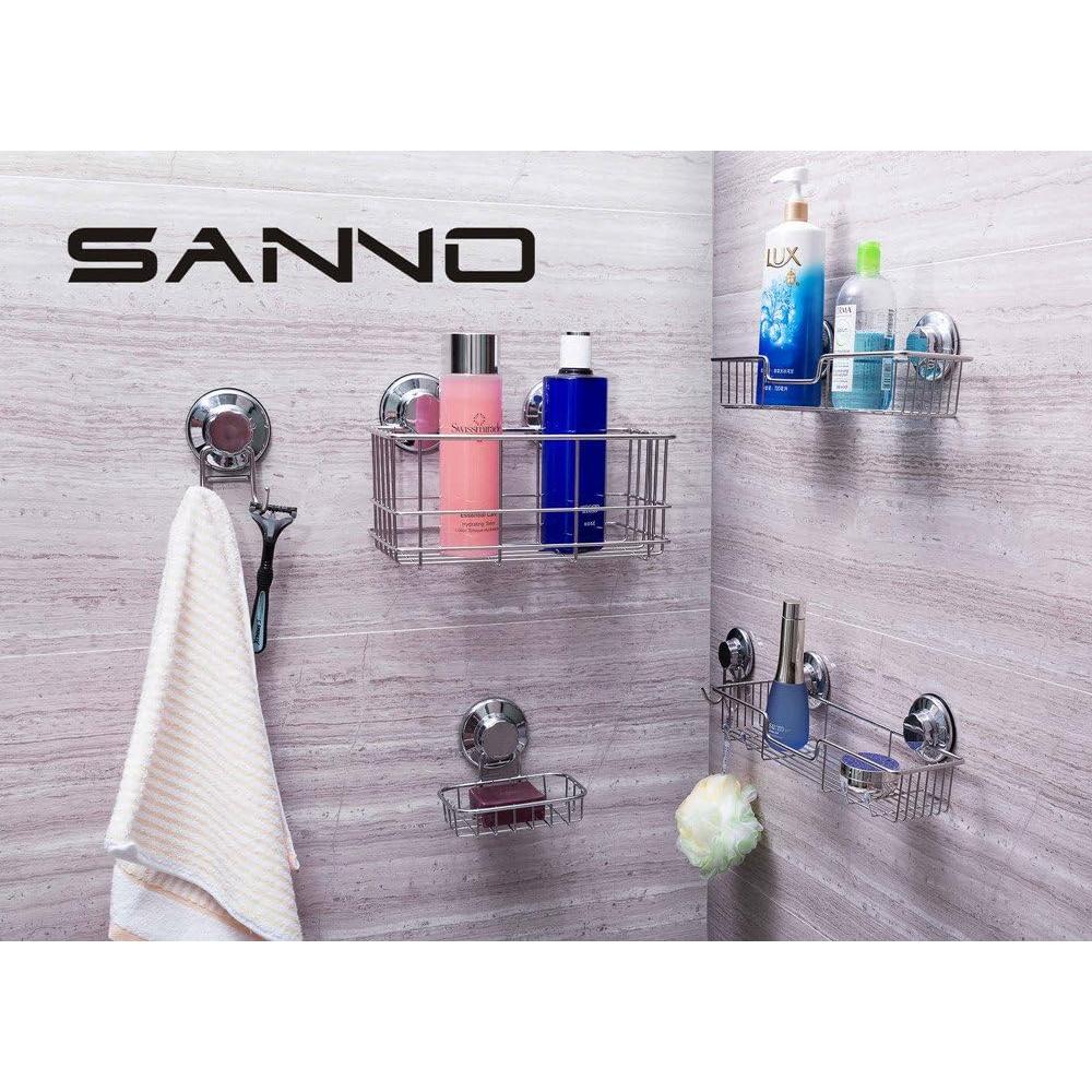 SANNO Double Suction Hooks Suction Cups Vacuum Hook for Flat Smooth Wall Surface Towel Robe Bathroom Kitchen Shower Bath Coat, Stainless Steel (2 Pack)