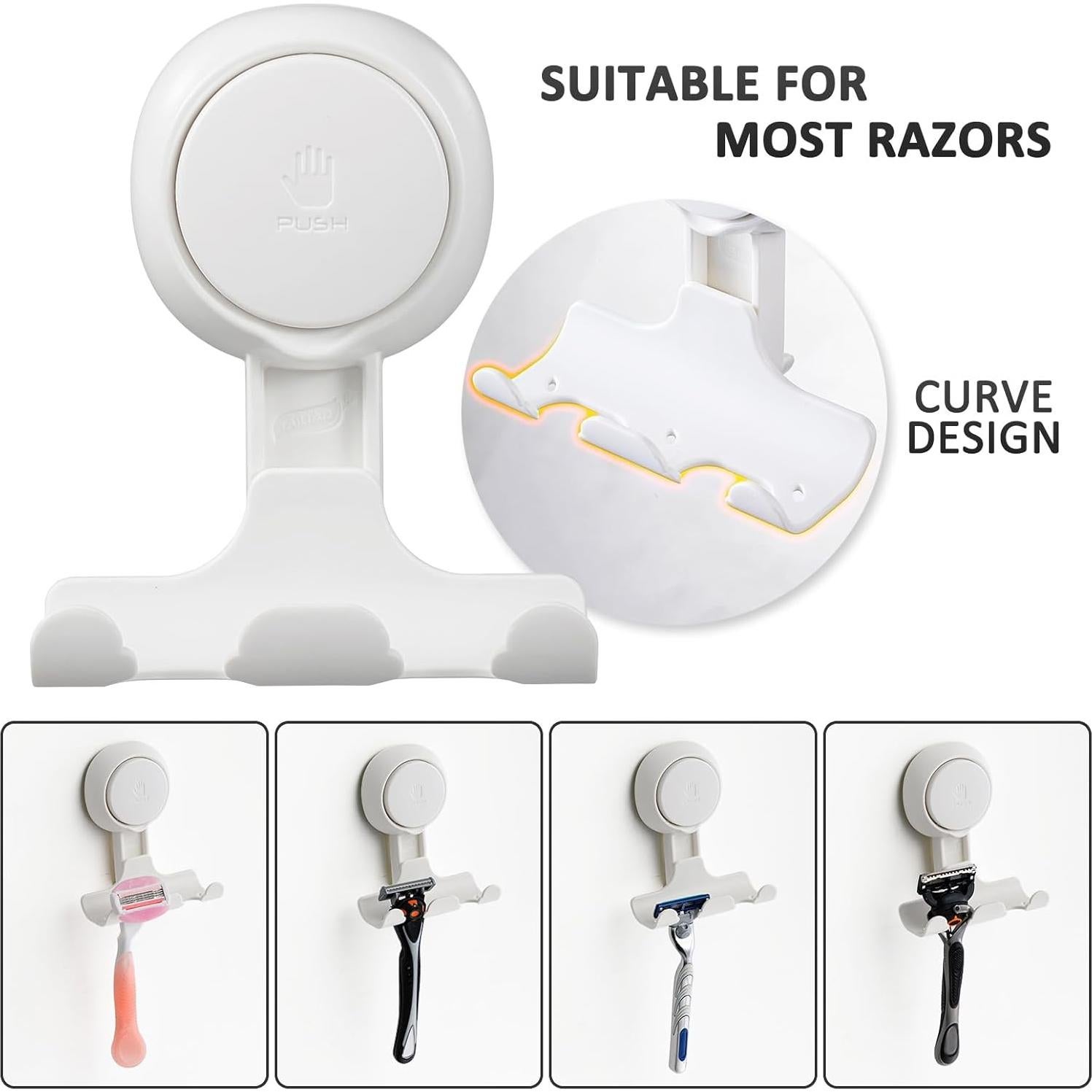 Soporte para Afeitar LEVERLOC con Ventosa - 2 Ganchos, Blanco