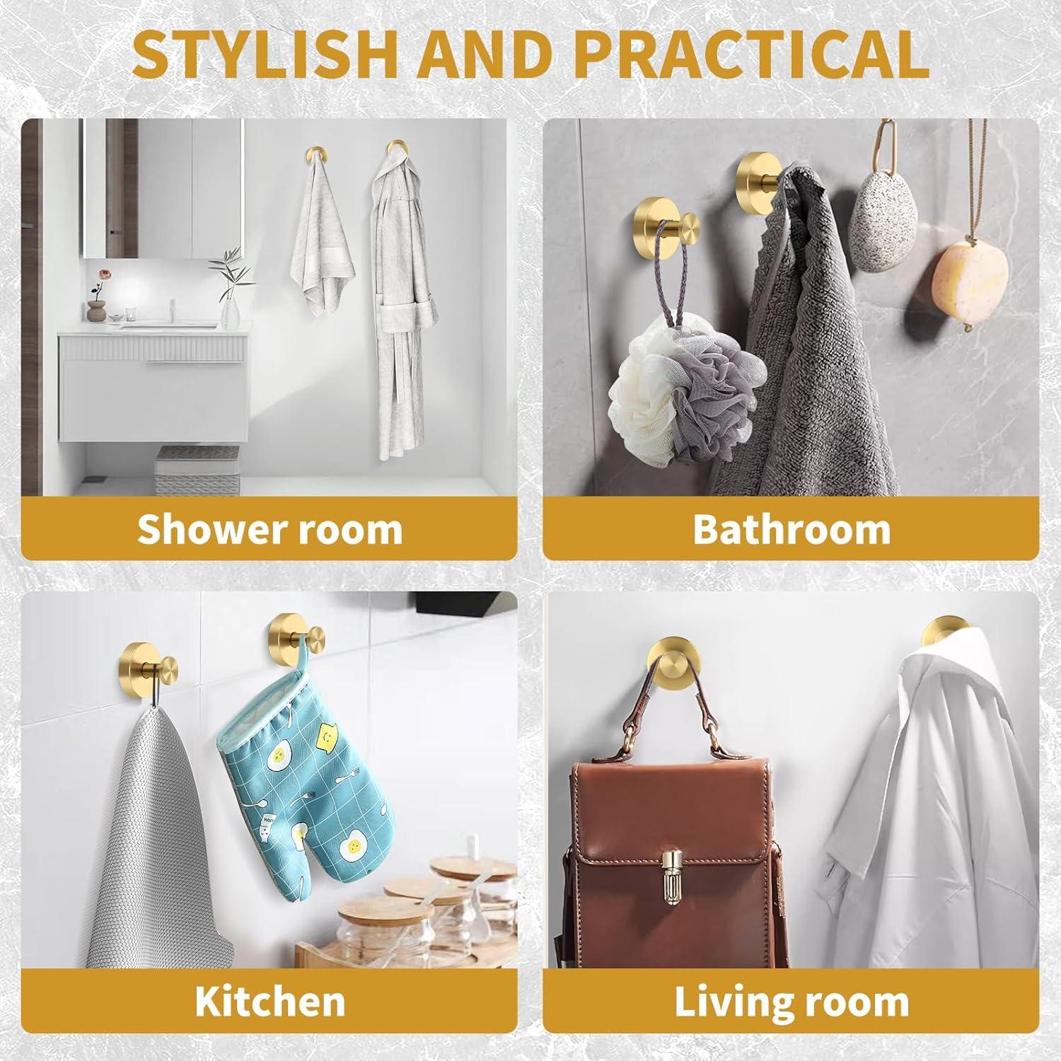 Ganchos de Succión Dorados XIOGZAXI para Ducha - 2 Piezas