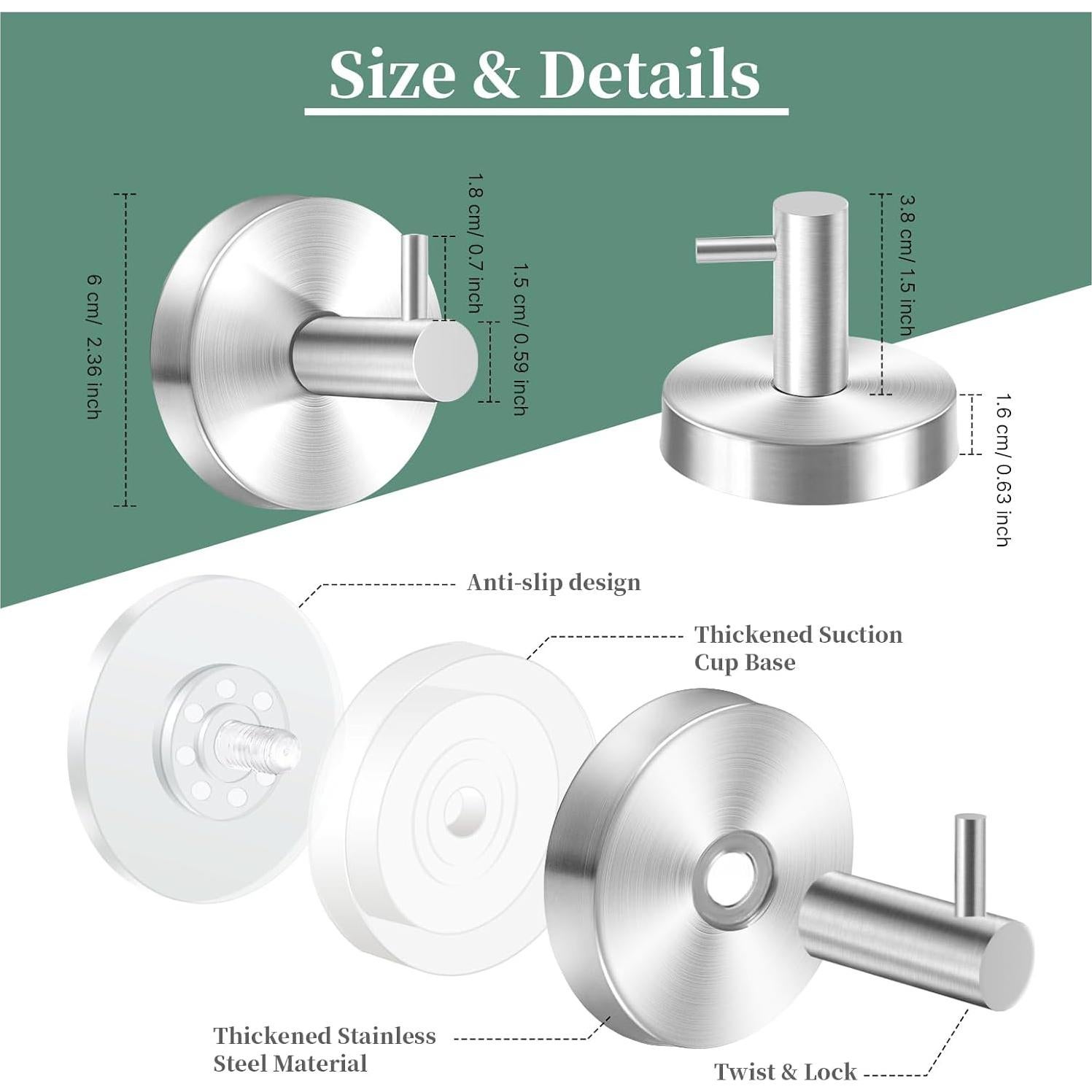 Ganchos de Ventosa Gohiuo para Ducha y Cocina - Acero Inoxidable