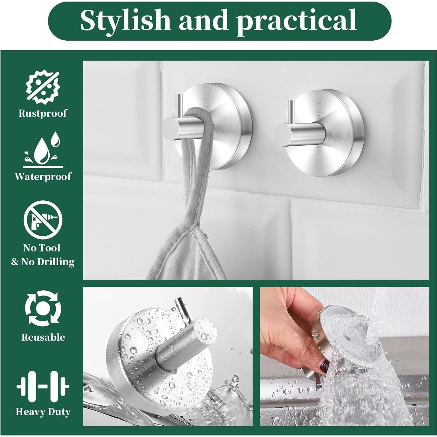 Ganchos de Ventosa Gohiuo para Ducha y Cocina - Acero Inoxidable