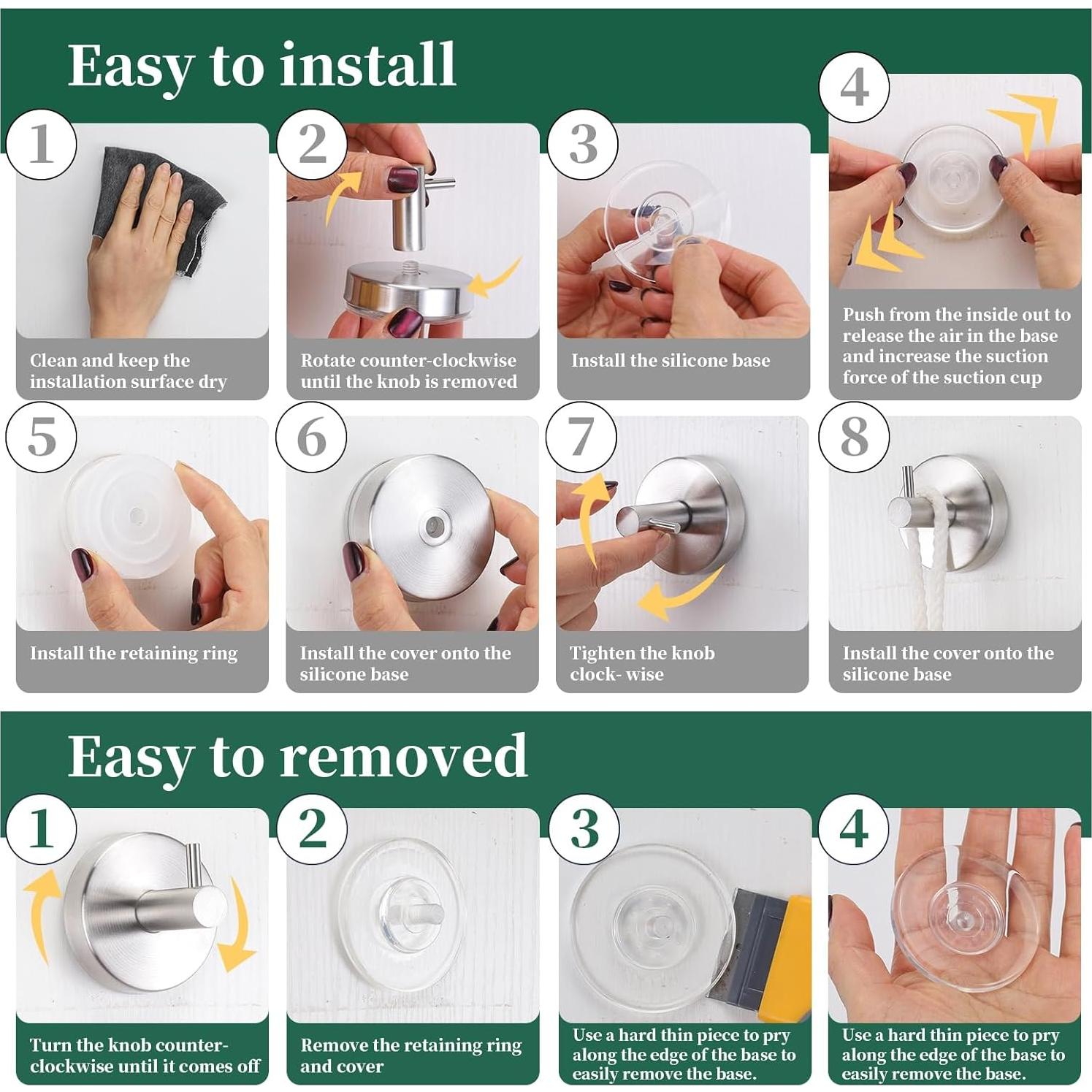 Ganchos de Ventosa Gohiuo para Ducha y Cocina - Acero Inoxidable