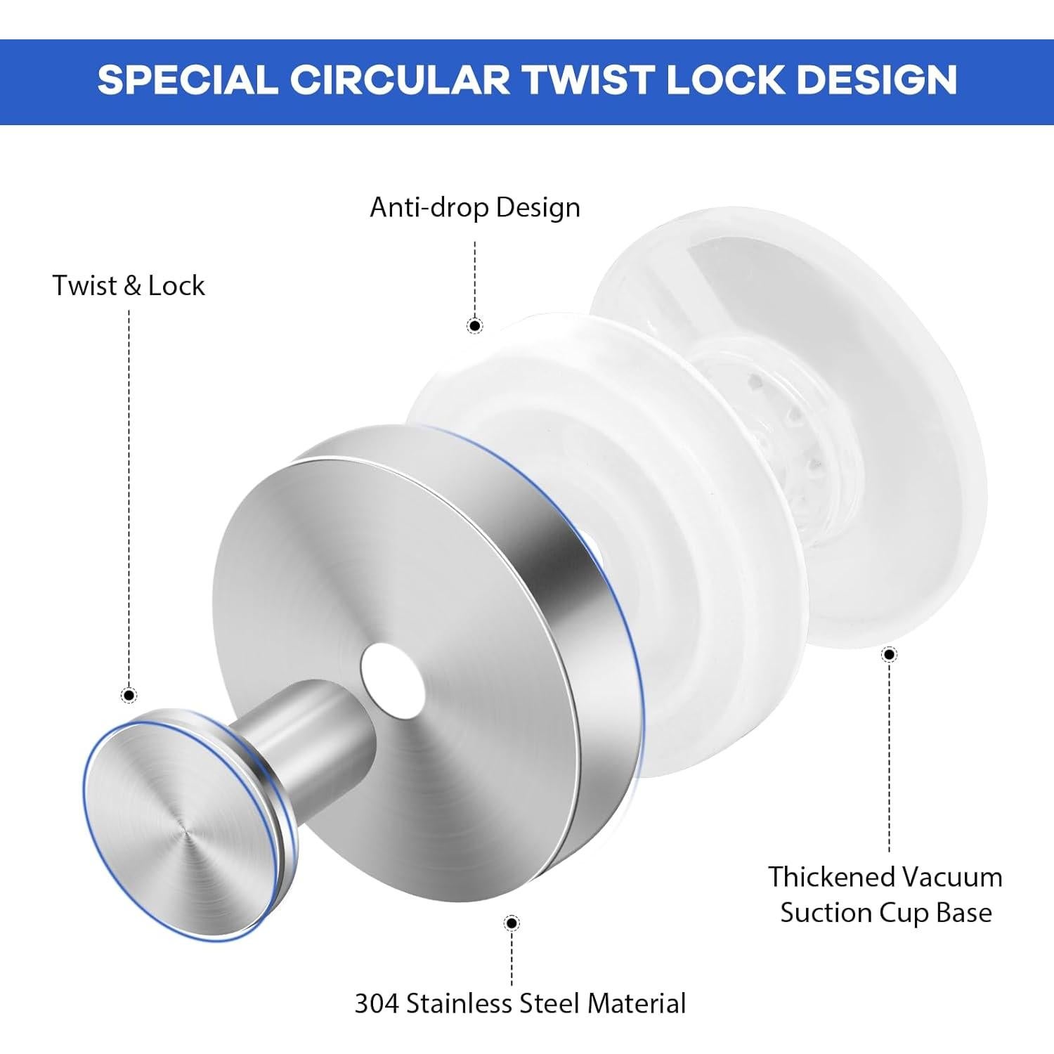 Ganchos de Ventosa HRMNUS para Ducha y Cocina - 2 Piezas