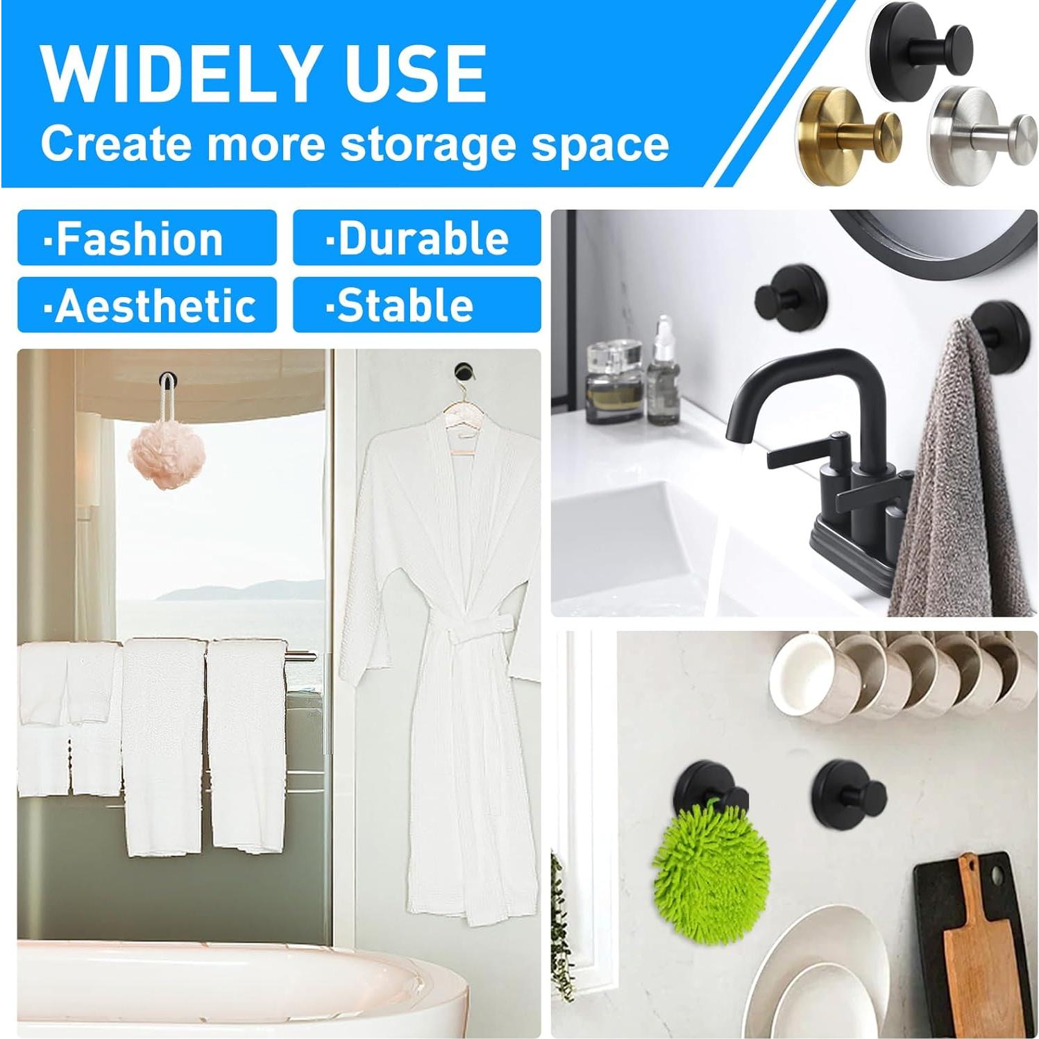 Ganchos de Ventosa para Ducha Nabobt - 2 Piezas Metal Negro Mate