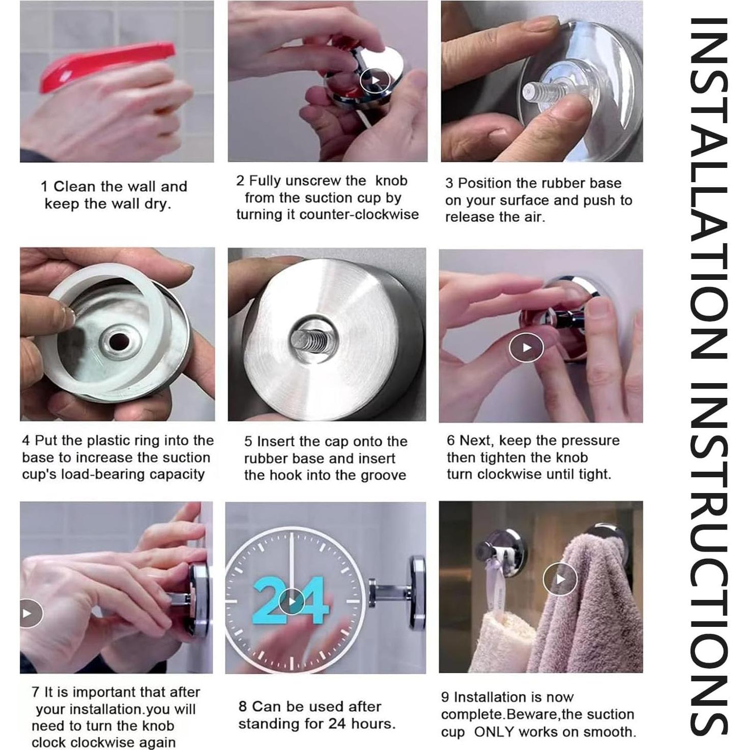 Ganchos de Succión para Ducha iaredon Negros 2 Piezas