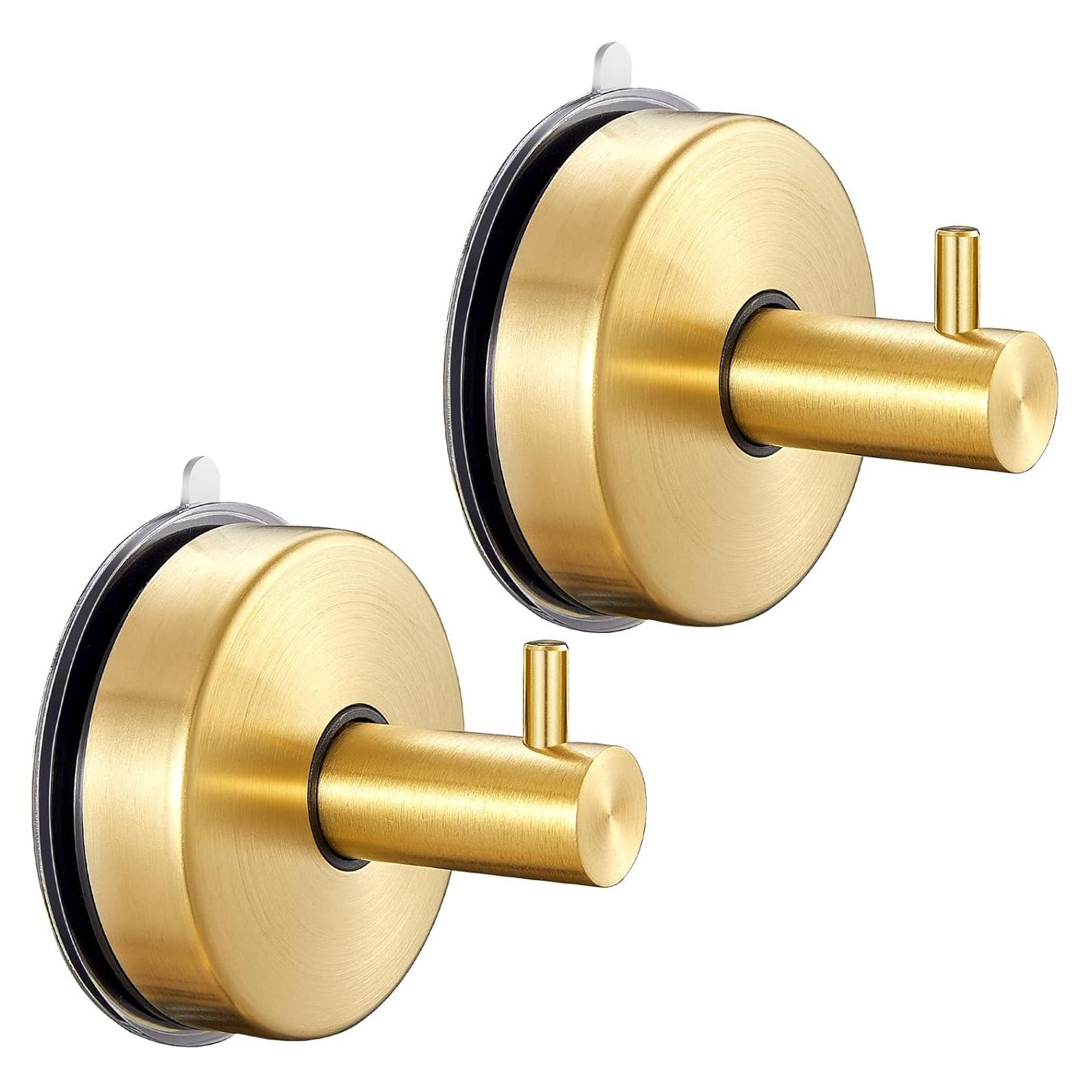 Ganchos de Ventosa Dorados SOCONT para Ducha y Cocina - 2 Pzs