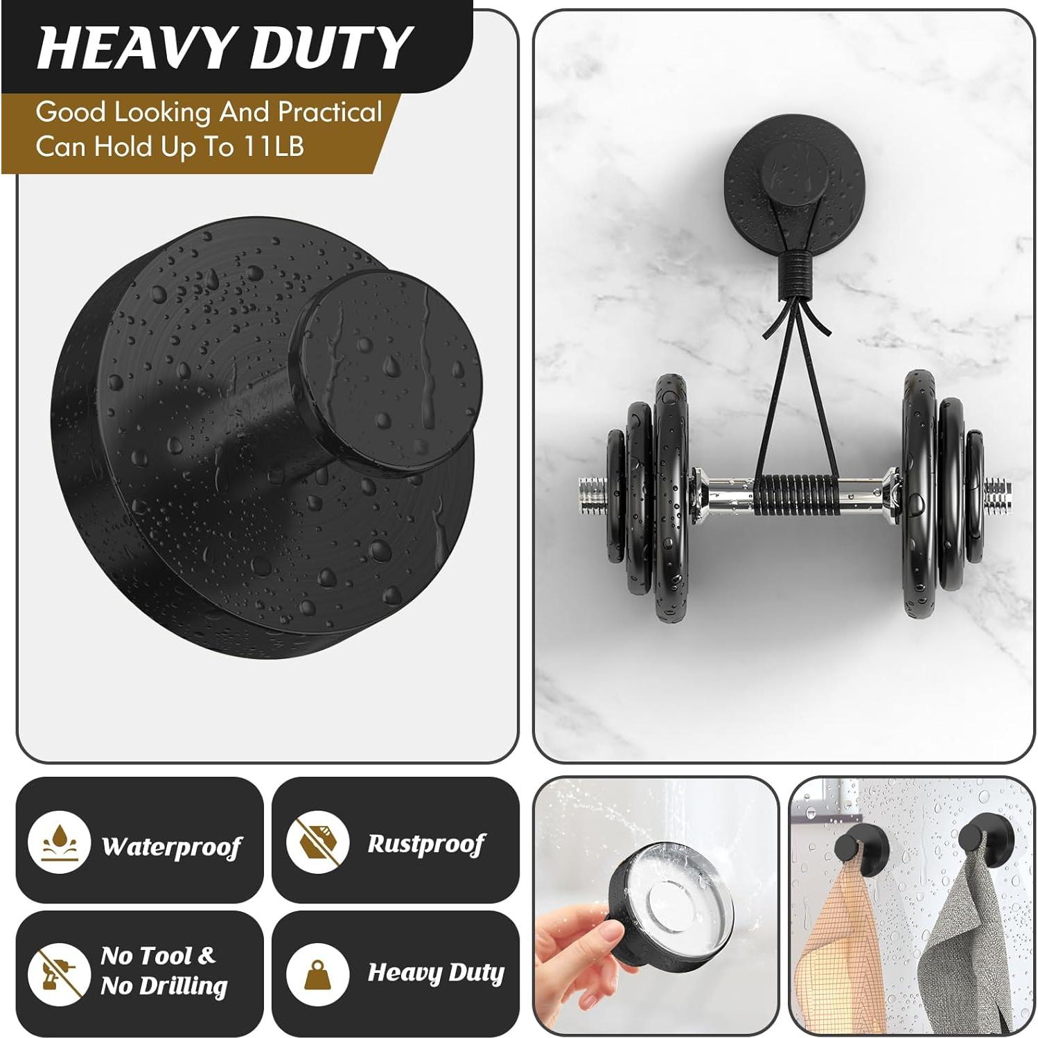 Ganchos de Ventosa MOTAIPEAK 2 Pcs Negros Alta Resistencia