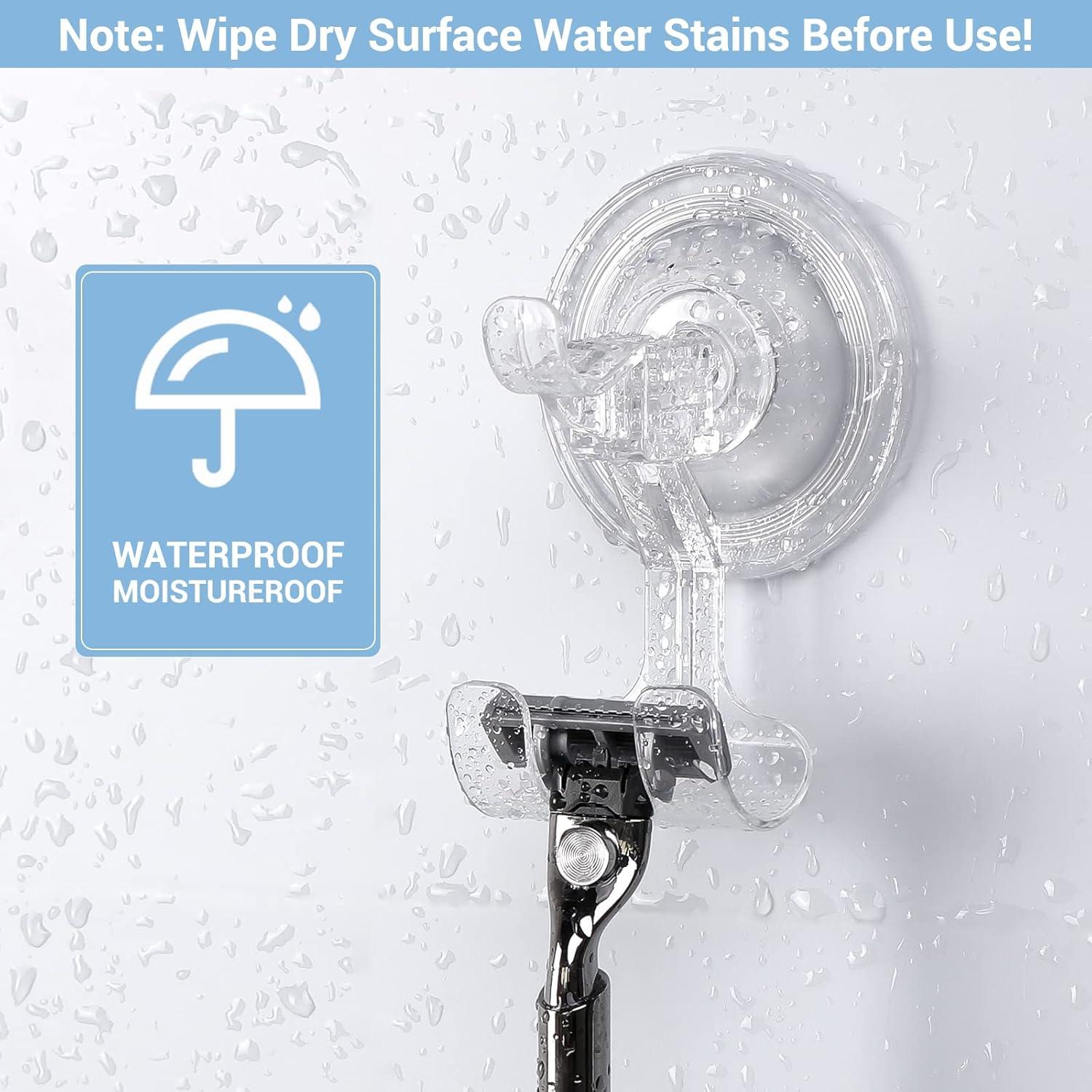 Large Suction Cup Hooks Shower Razor Holder - 2 Pack Heavy Duty Reusable Vacuum Shower Hook, Damage Free Wall Hooks for Bathroom Kitchen Towel Loofah Sponge Key Shaver Bathrobe Wreath