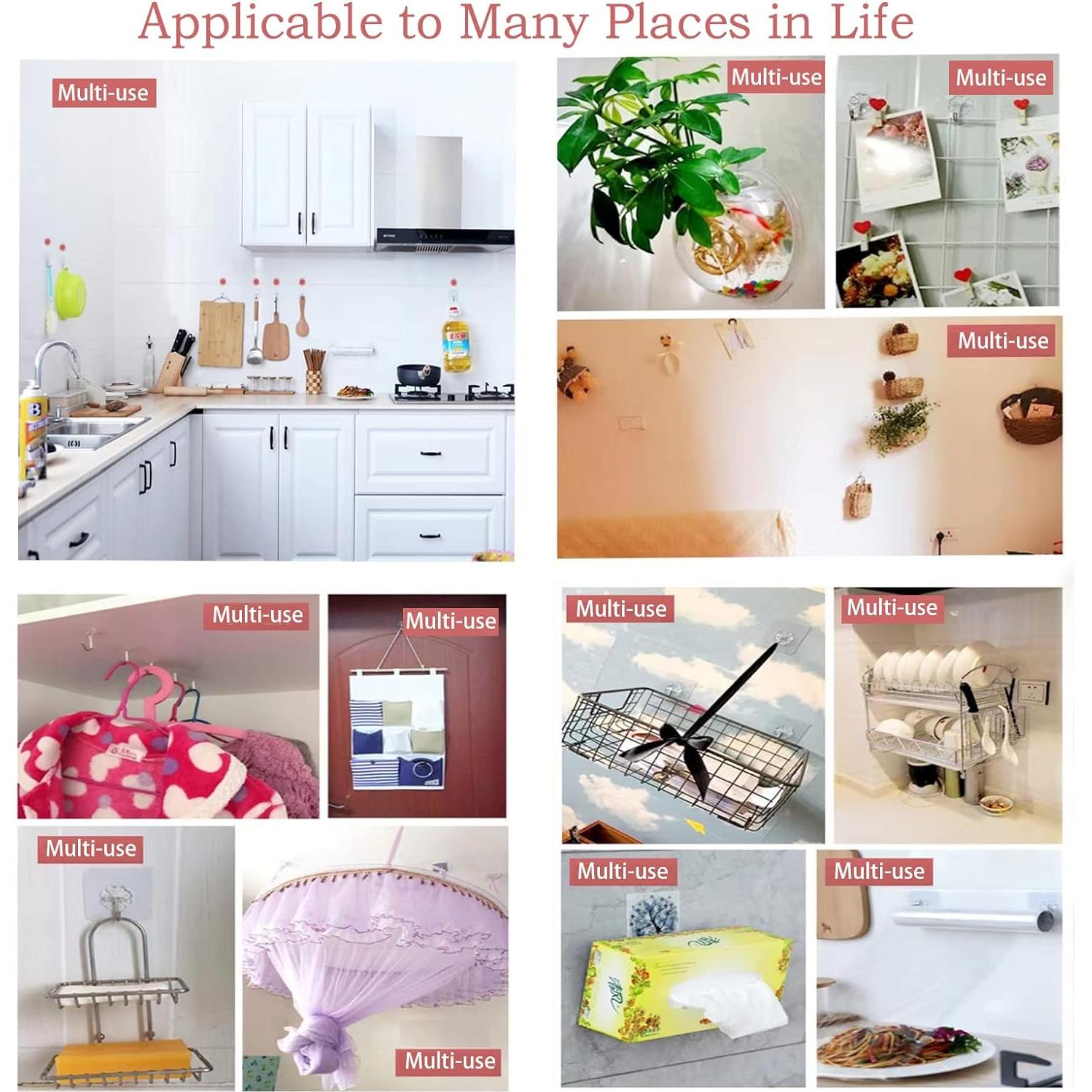 Ganchos Adhesivos DDMY 24 PCS 15 kg Reutilizables Transparentes