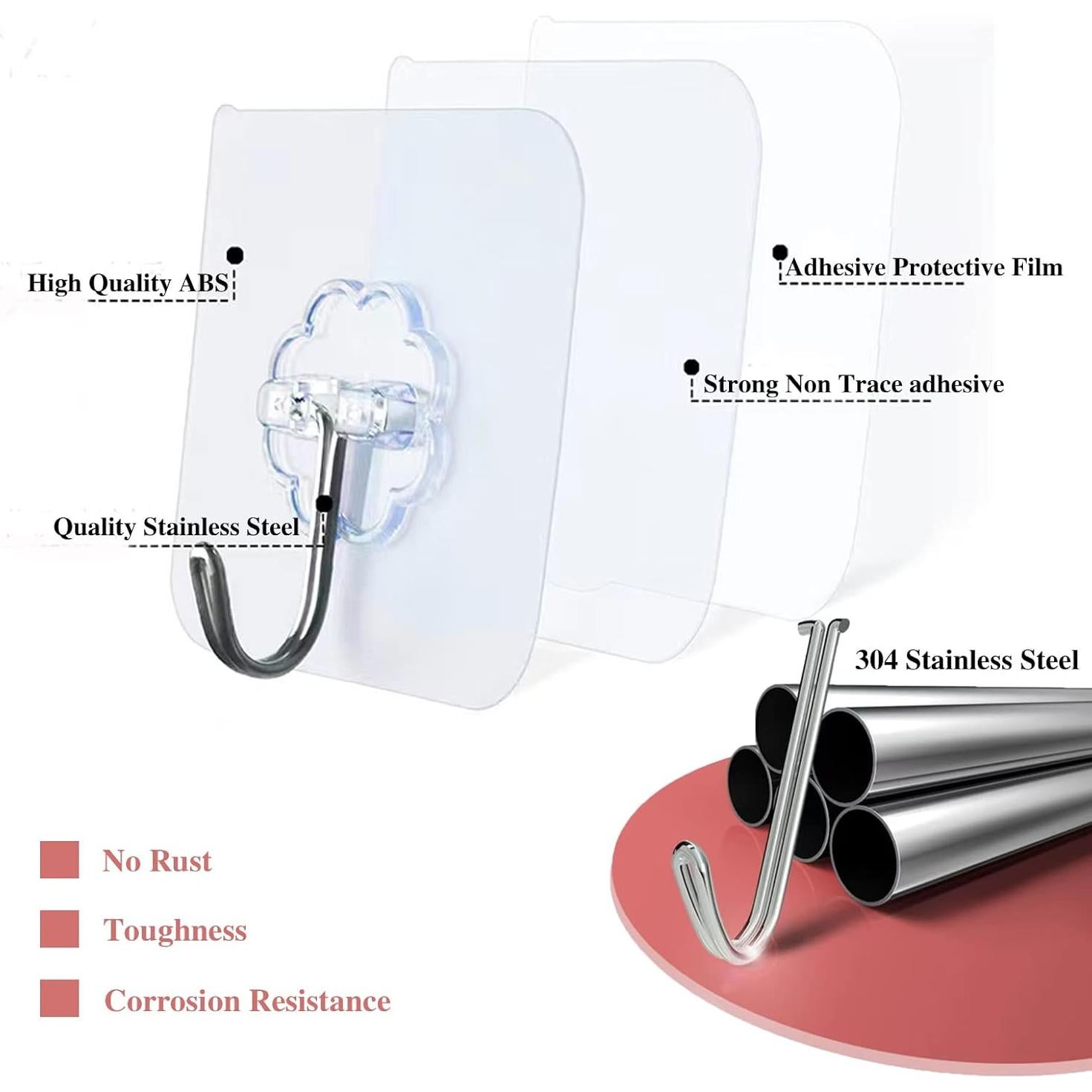 Ganchos Adhesivos DDMY 24 PCS 15 kg Reutilizables Transparentes